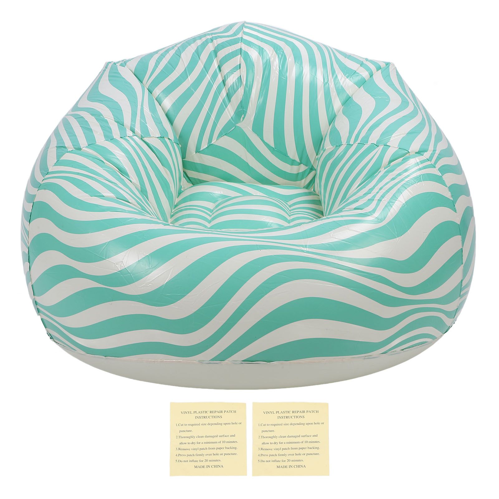 Inflatable Chair PVC Wave Strip Pattern Ergonomic Desig Minimalism Inflatable view 3