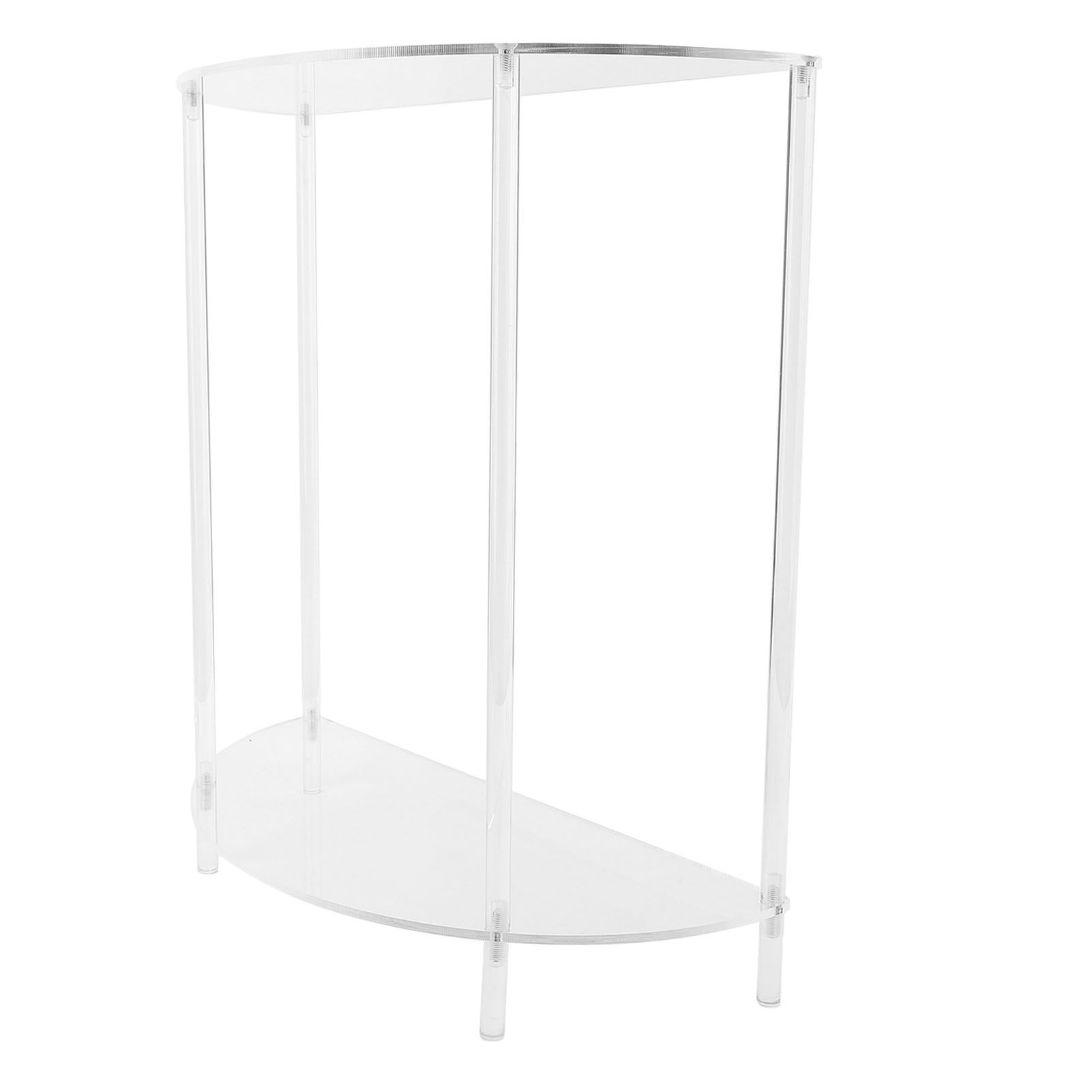 Acrylic Side Table Semiellipse 2 Tier Small Nightstand for Living Room Bedroom