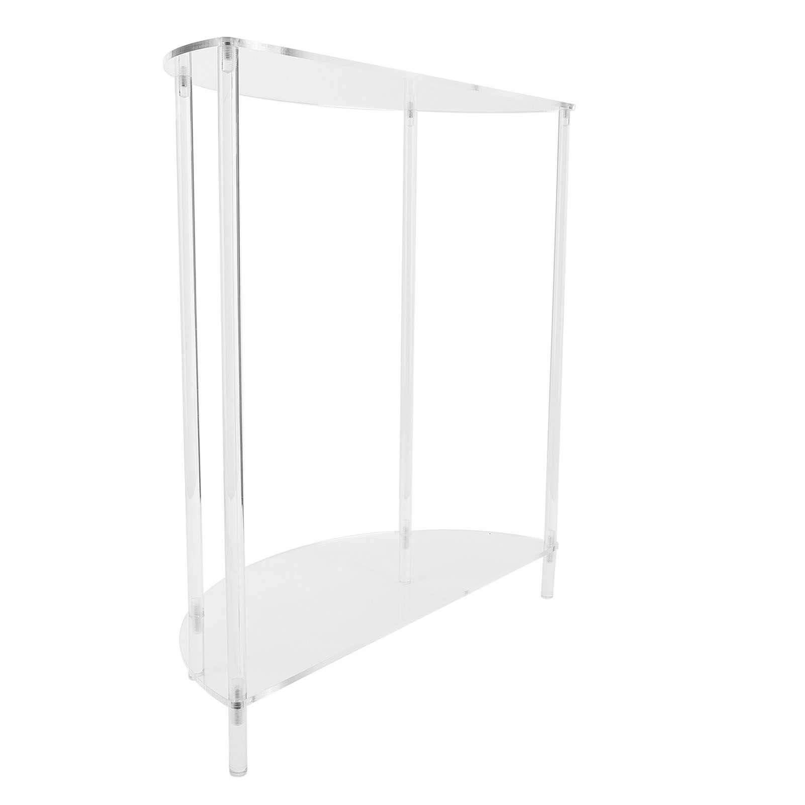 Acrylic Side Table Semiellipse 2 Tier Small Nightstand for Living Room Bedroom view 3