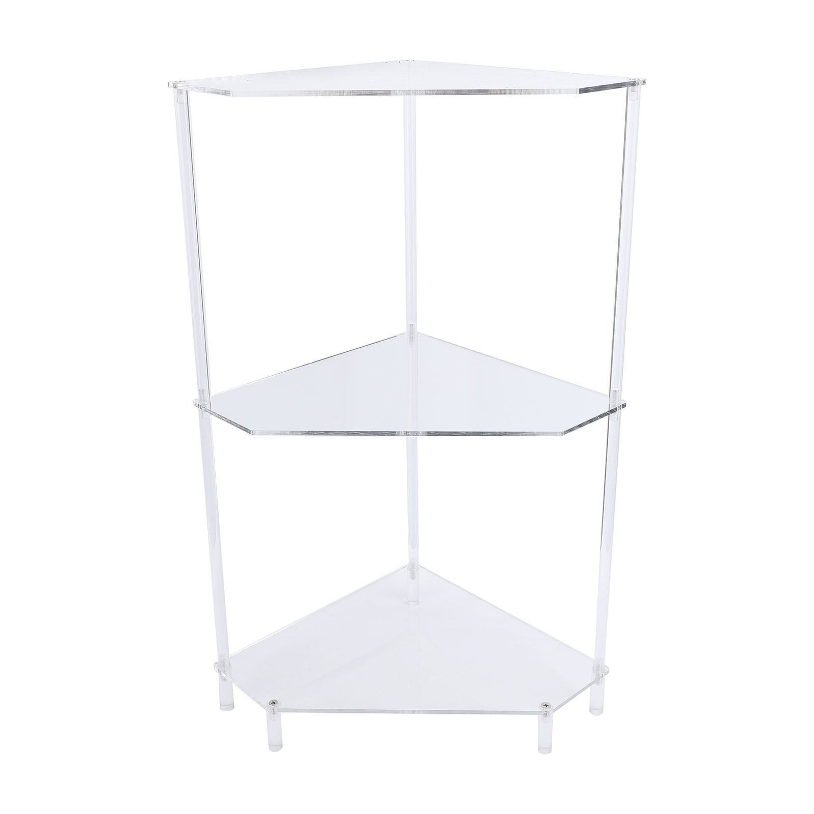 3 Tier Triangular Acrylic Corner Side Table Small Corner Side Table Bathroom view 3