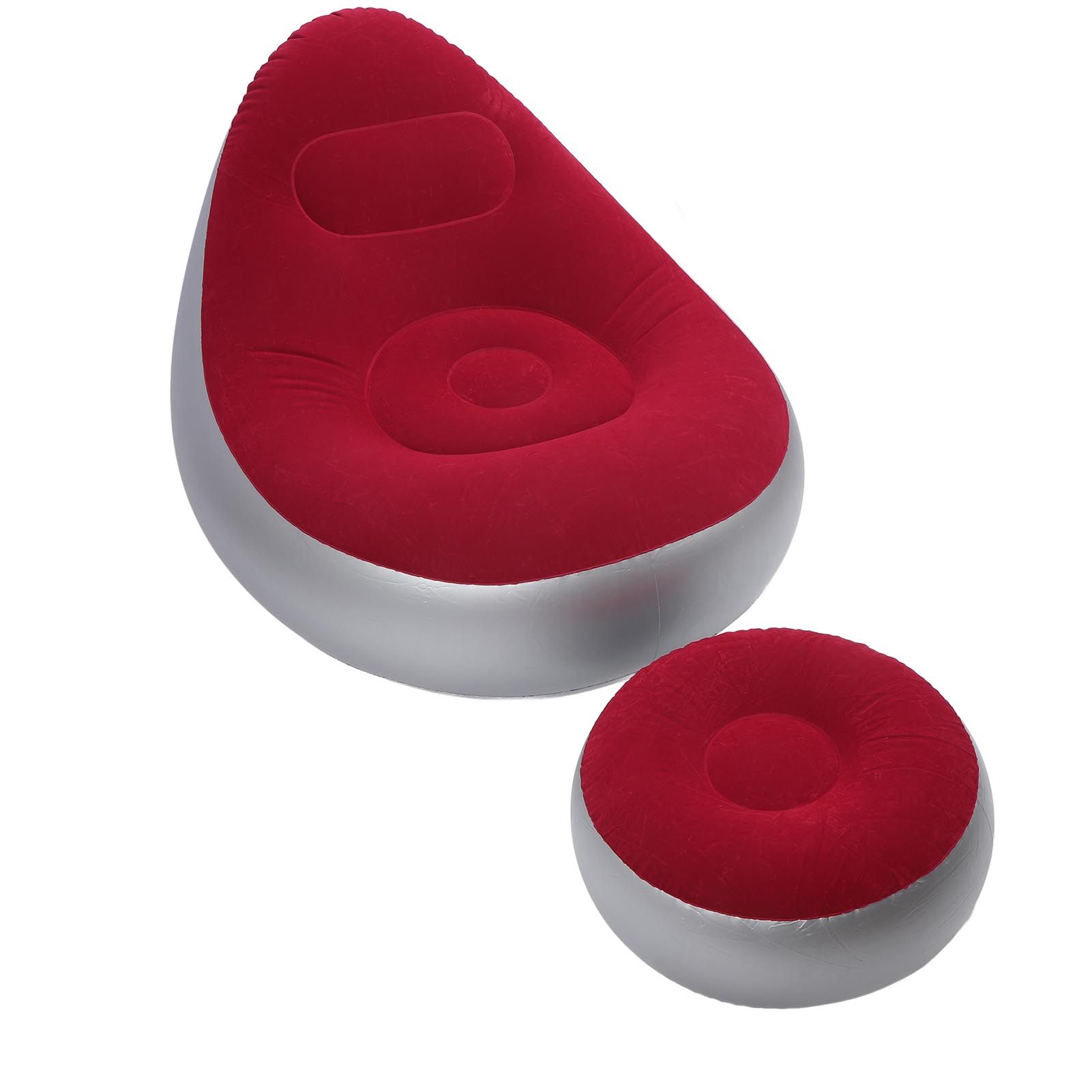 Inflatable Lounge Chair Folding Portable Blow Up Sofa with Footstool for