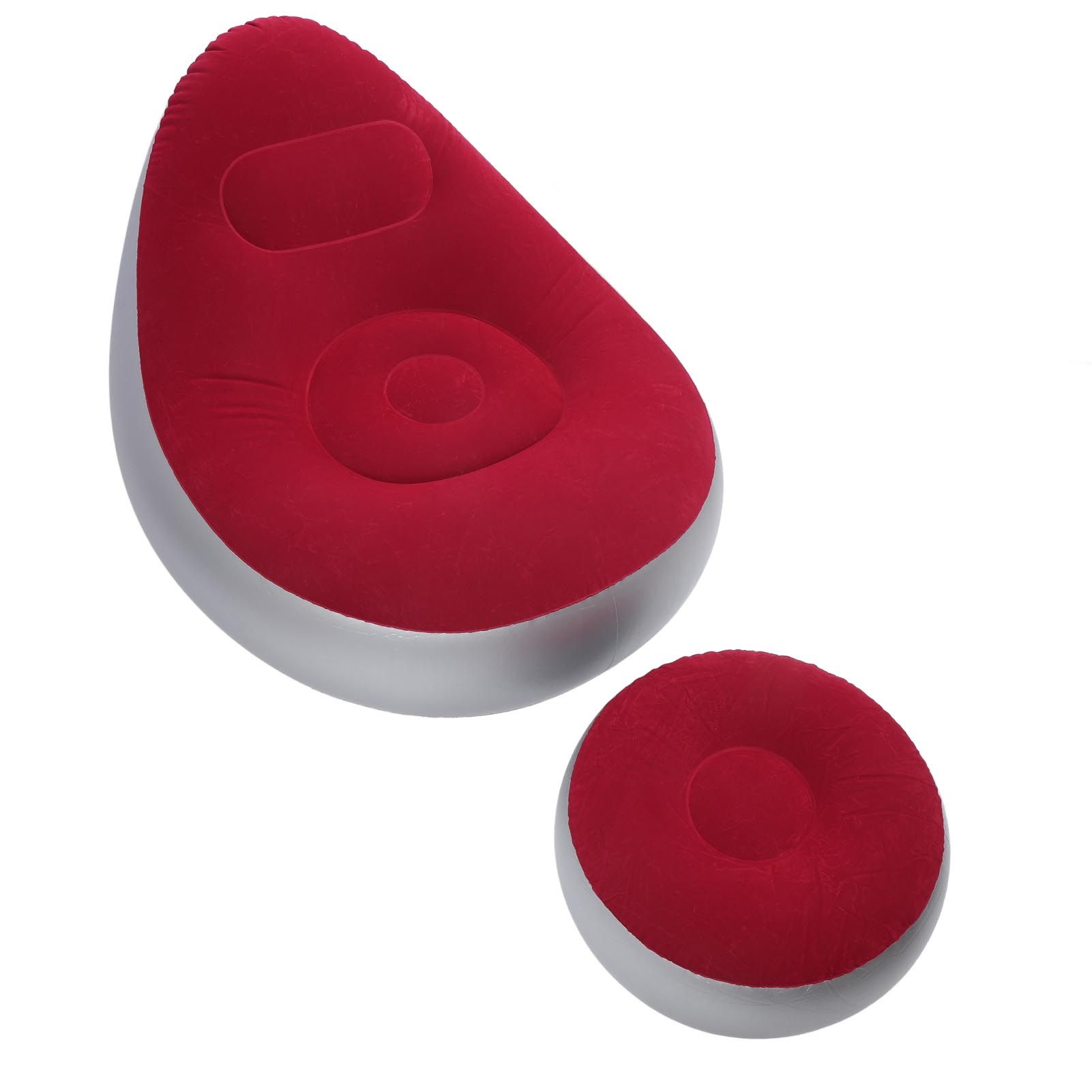 Inflatable Lounge Chair Folding Portable Blow Up Sofa with Footstool for view 4