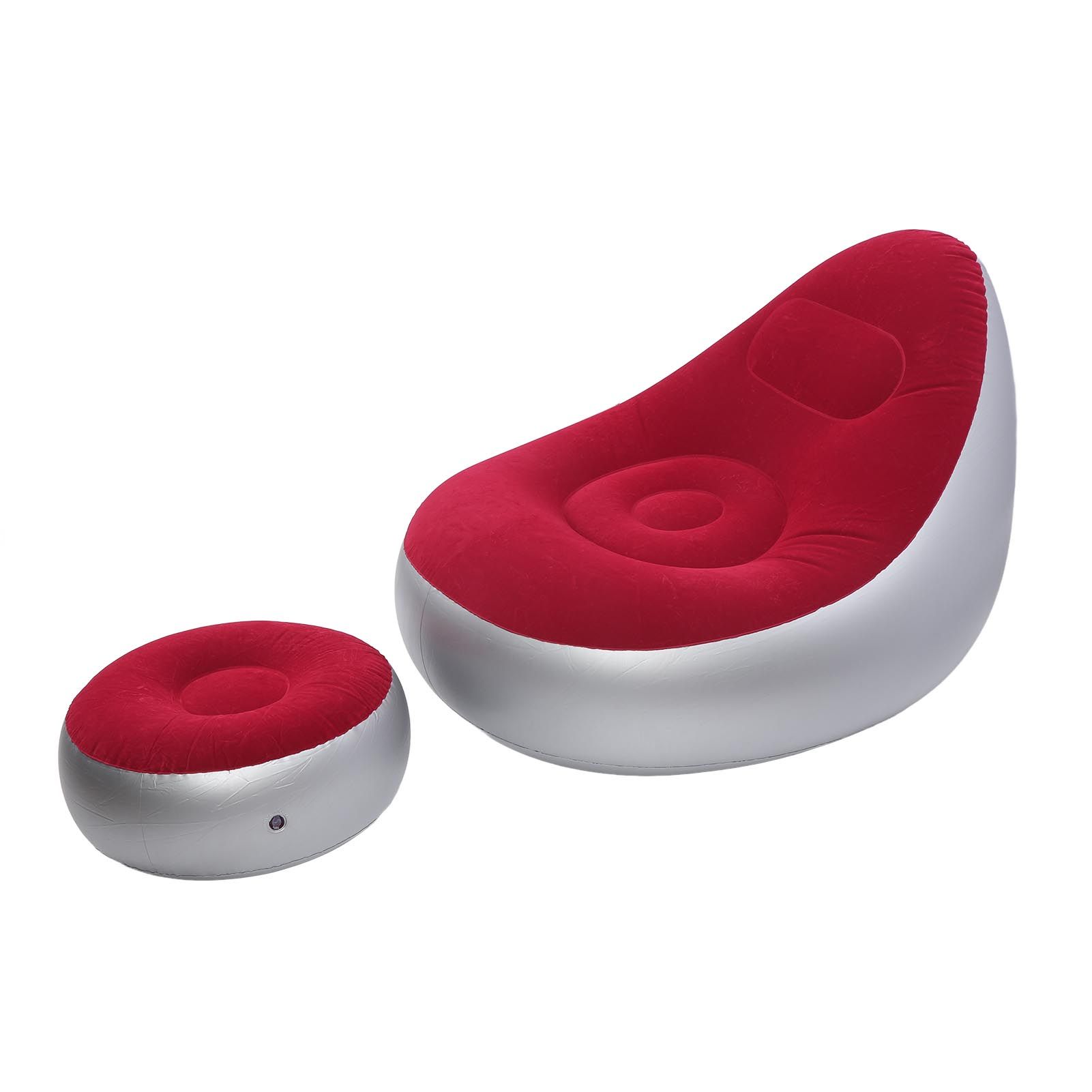 Inflatable Lounge Chair Folding Portable Blow Up Sofa with Footstool for view 6