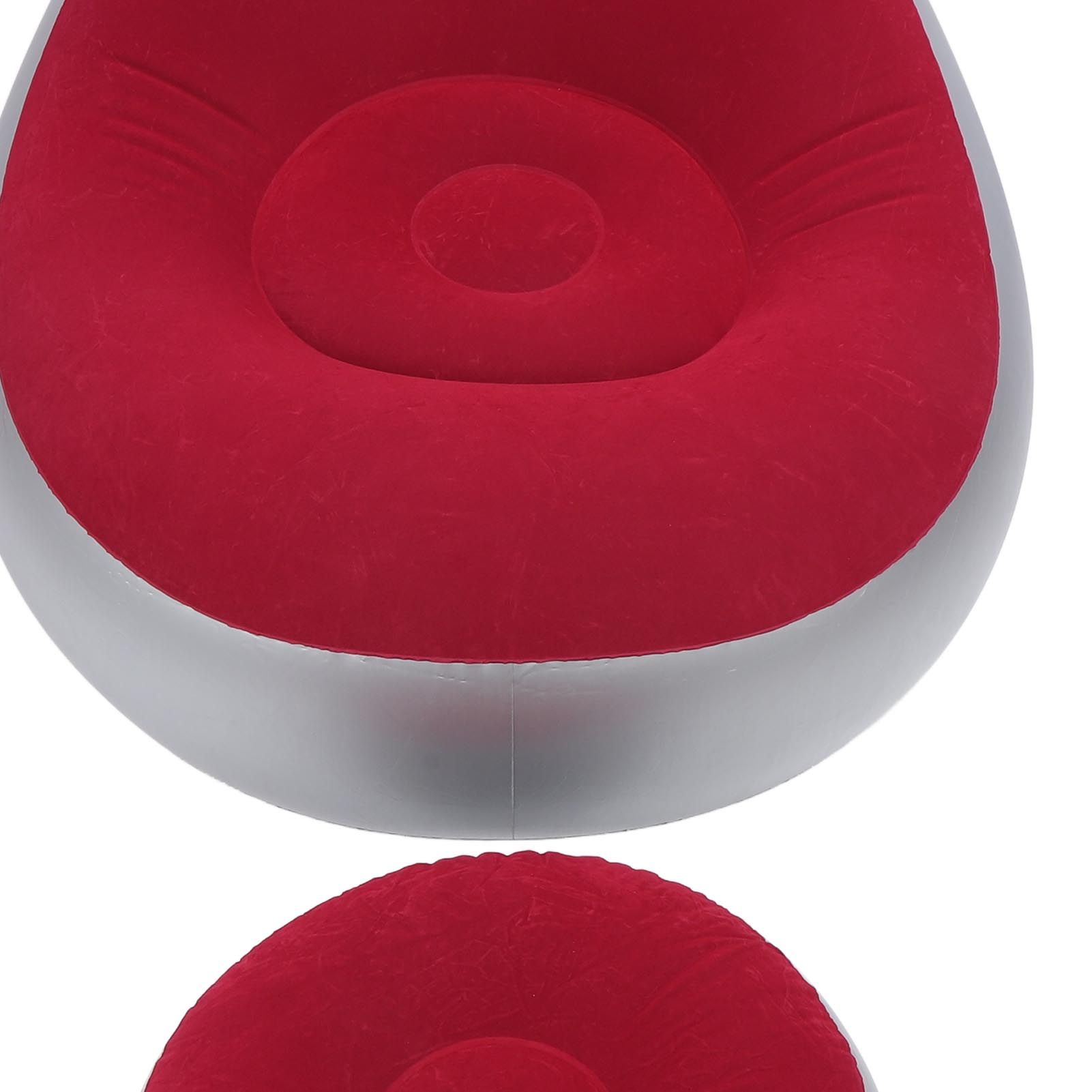 Inflatable Lounge Chair Folding Portable Blow Up Sofa with Footstool for view 7
