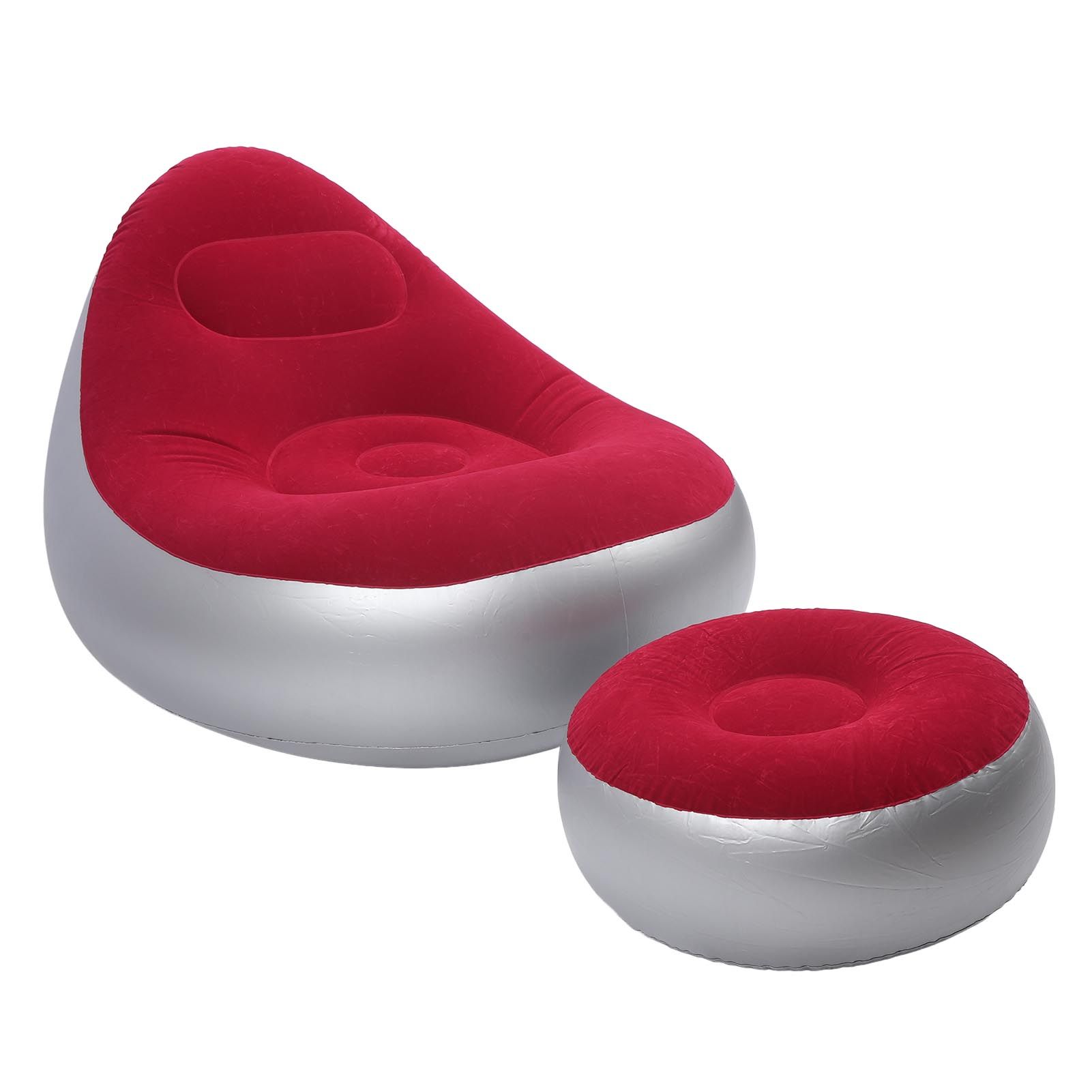 Inflatable Lounge Chair Folding Portable Blow Up Sofa with Footstool for view 9