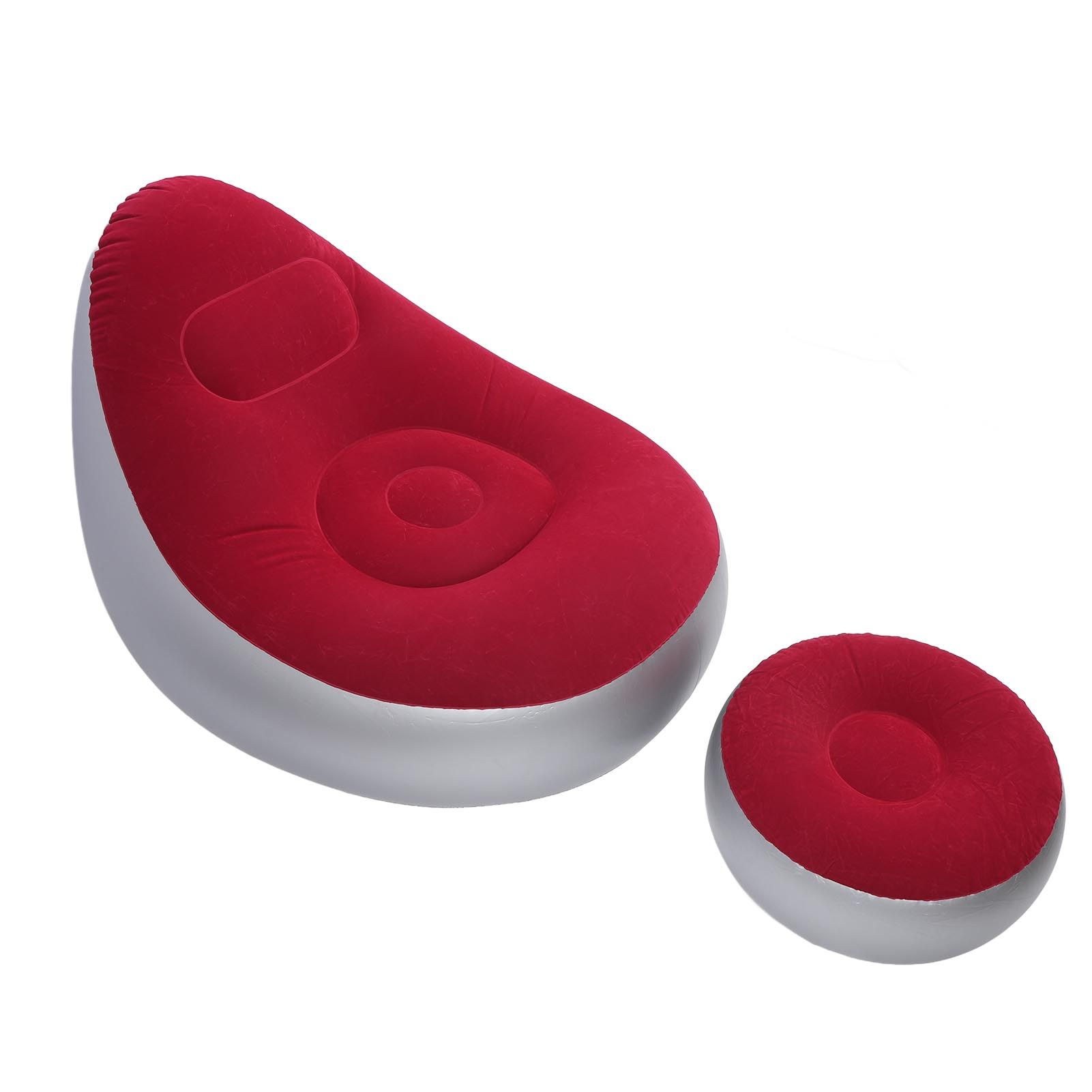 Inflatable Lounge Chair Folding Portable Blow Up Sofa with Footstool for view 11