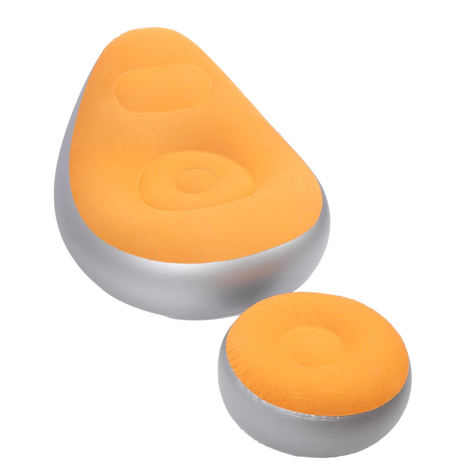 Inflatable Lounge Chair Folding Portable Blow Up Sofa with Footstool for view 8