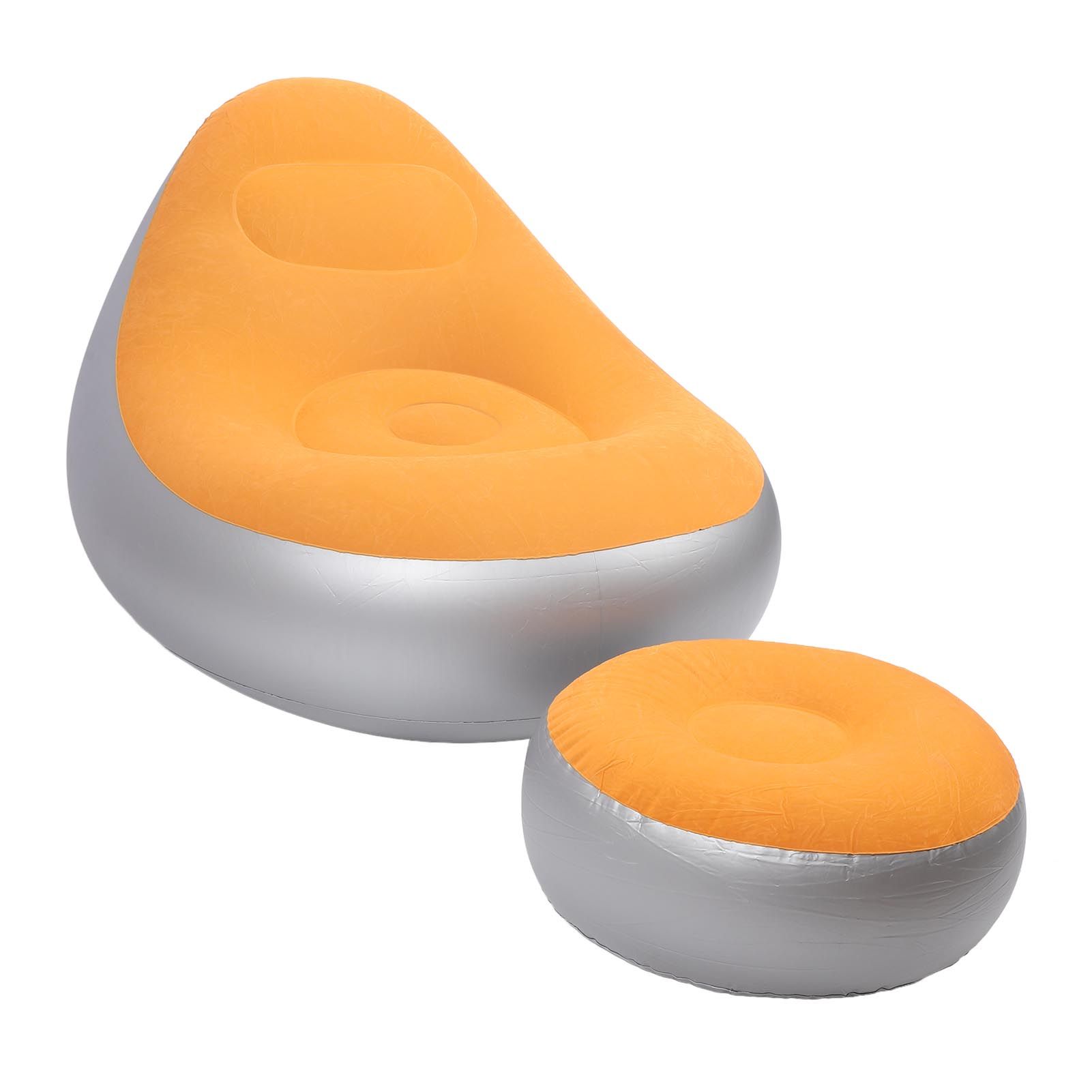 Inflatable Lounge Chair Folding Portable Blow Up Sofa with Footstool for view 10