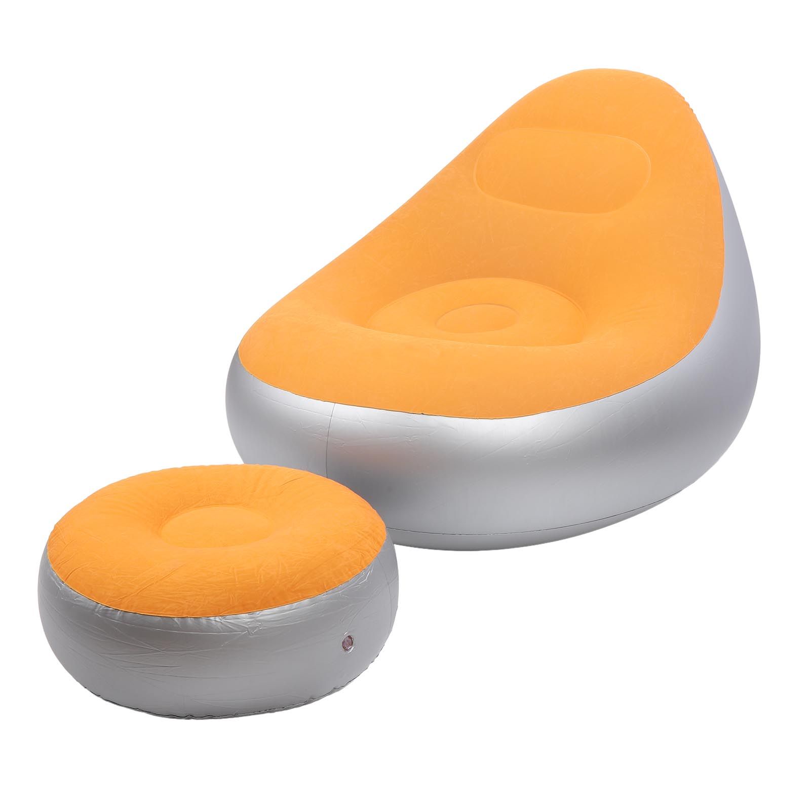 Inflatable Lounge Chair Folding Portable Blow Up Sofa with Footstool for view 12