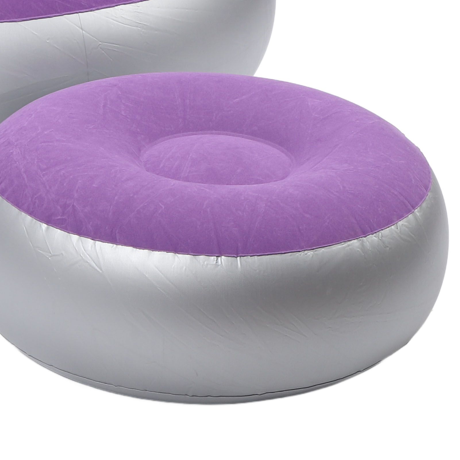 Inflatable Lounge Chair with Foot Stool PVC Flocking Folding Inflatable Couch view 2