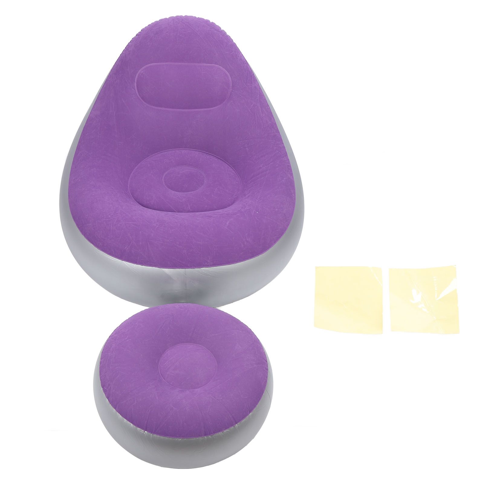 Inflatable Lounge Chair with Foot Stool PVC Flocking Folding Inflatable Couch view 3
