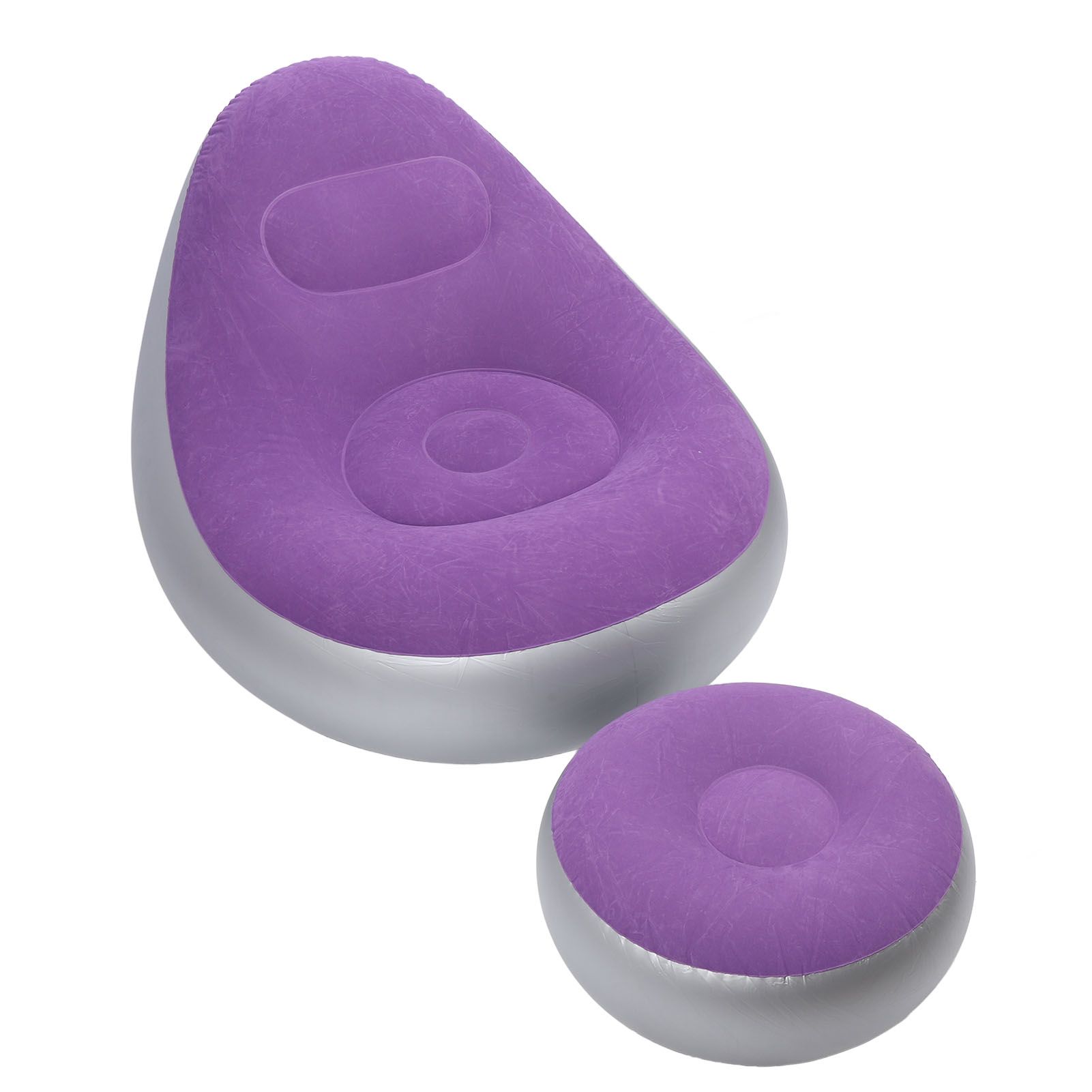 Inflatable Lounge Chair with Foot Stool PVC Flocking Folding Inflatable Couch view 9