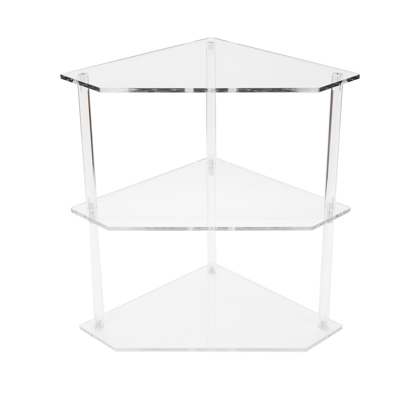 Acrylic Corner Side Table Small 3 Tier Triangular End Table for Living Room
