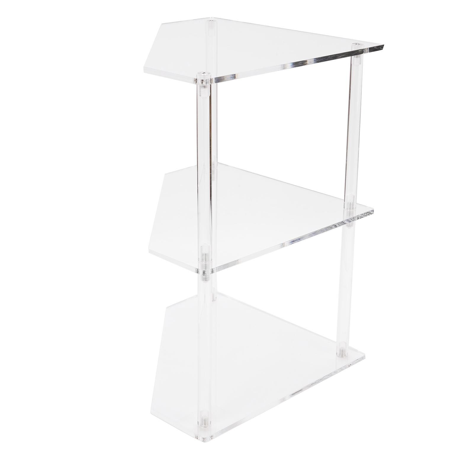 Acrylic Corner Side Table Small 3 Tier Triangular End Table for Living Room view 4