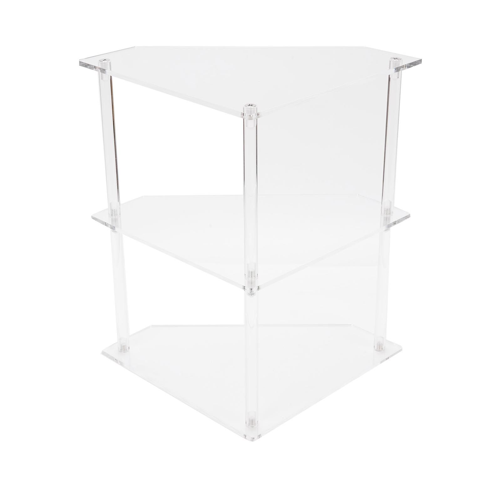 Acrylic Corner Side Table Small 3 Tier Triangular End Table for Living Room view 8