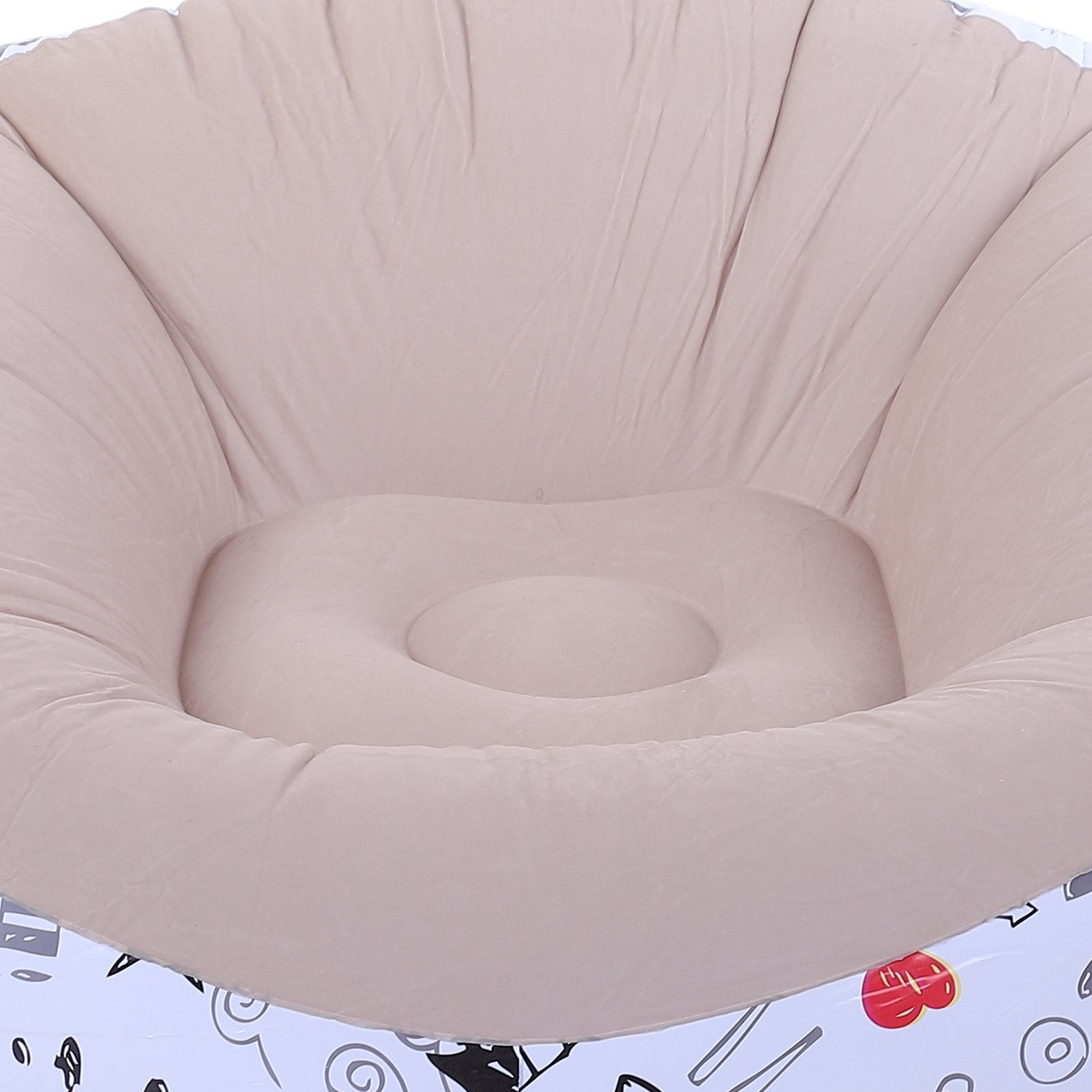 Inflatable Bean Bag Chair Doodle Pattern PVC Flocked Blow Up Sofa Chair for view 5