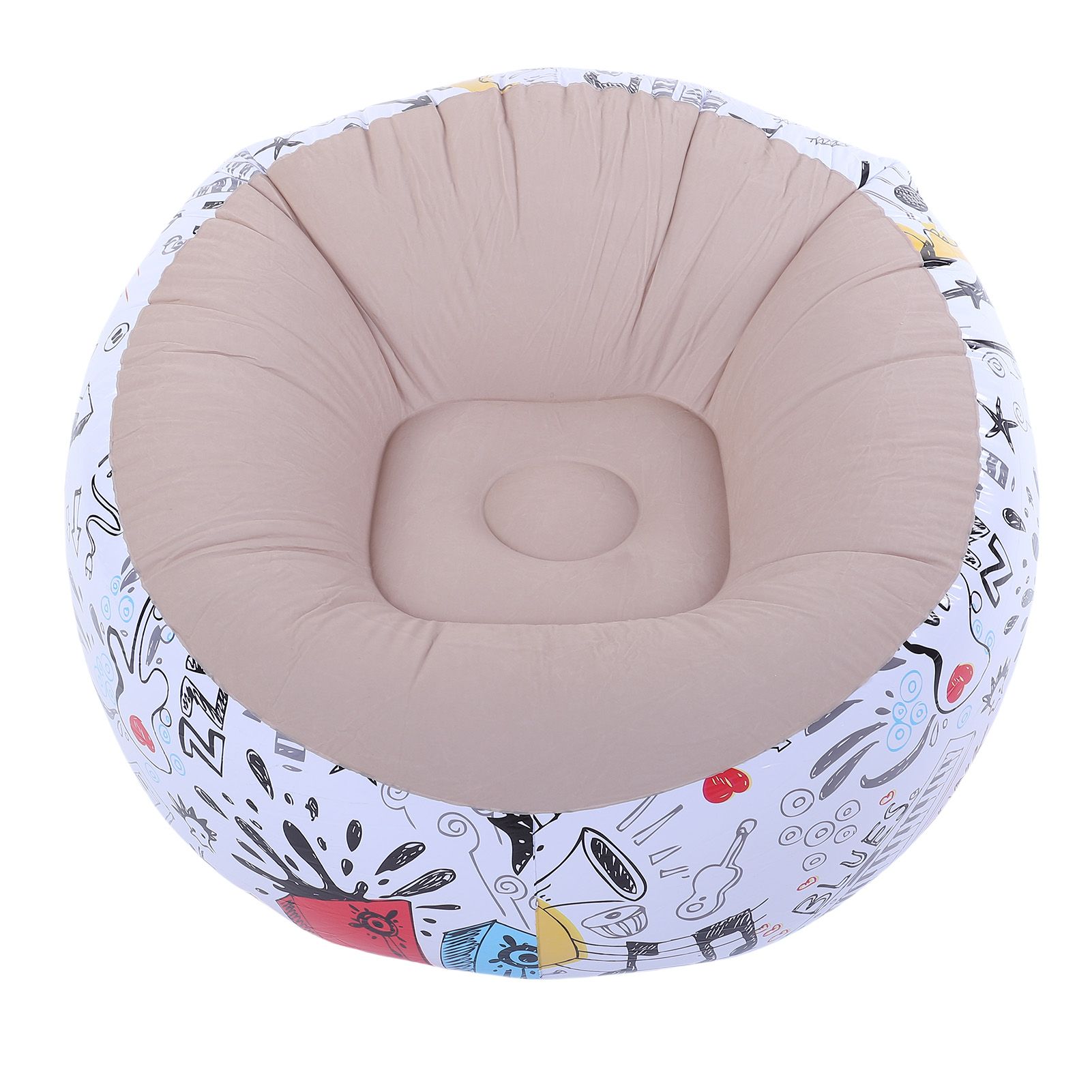 Inflatable Bean Bag Chair Doodle Pattern PVC Flocked Blow Up Sofa Chair for view 12