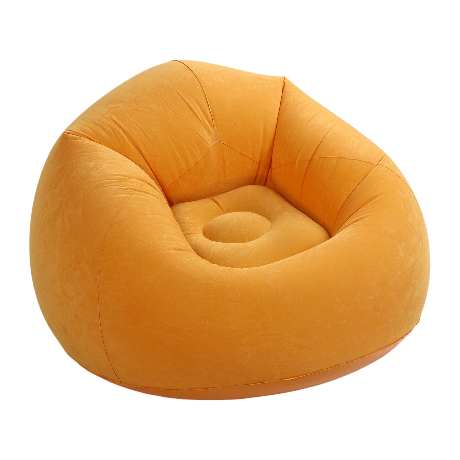 Inflatable Chair Single Sofa PVC Flocking Blow Up Lounge Couch for Living Room