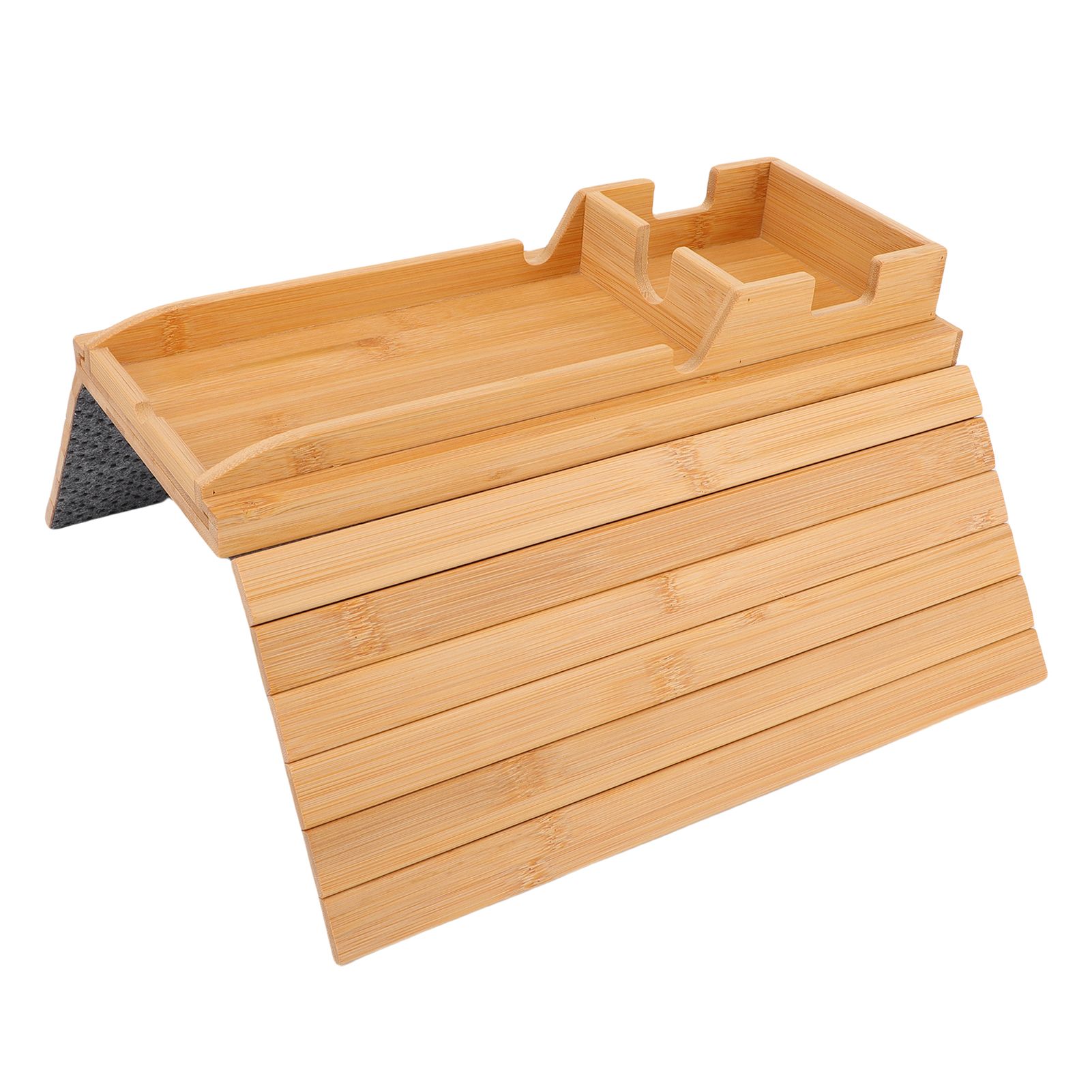 Wooden Sofa Arm Tray with Detachable Cup Holder Non Slip Foldable Couch view 9