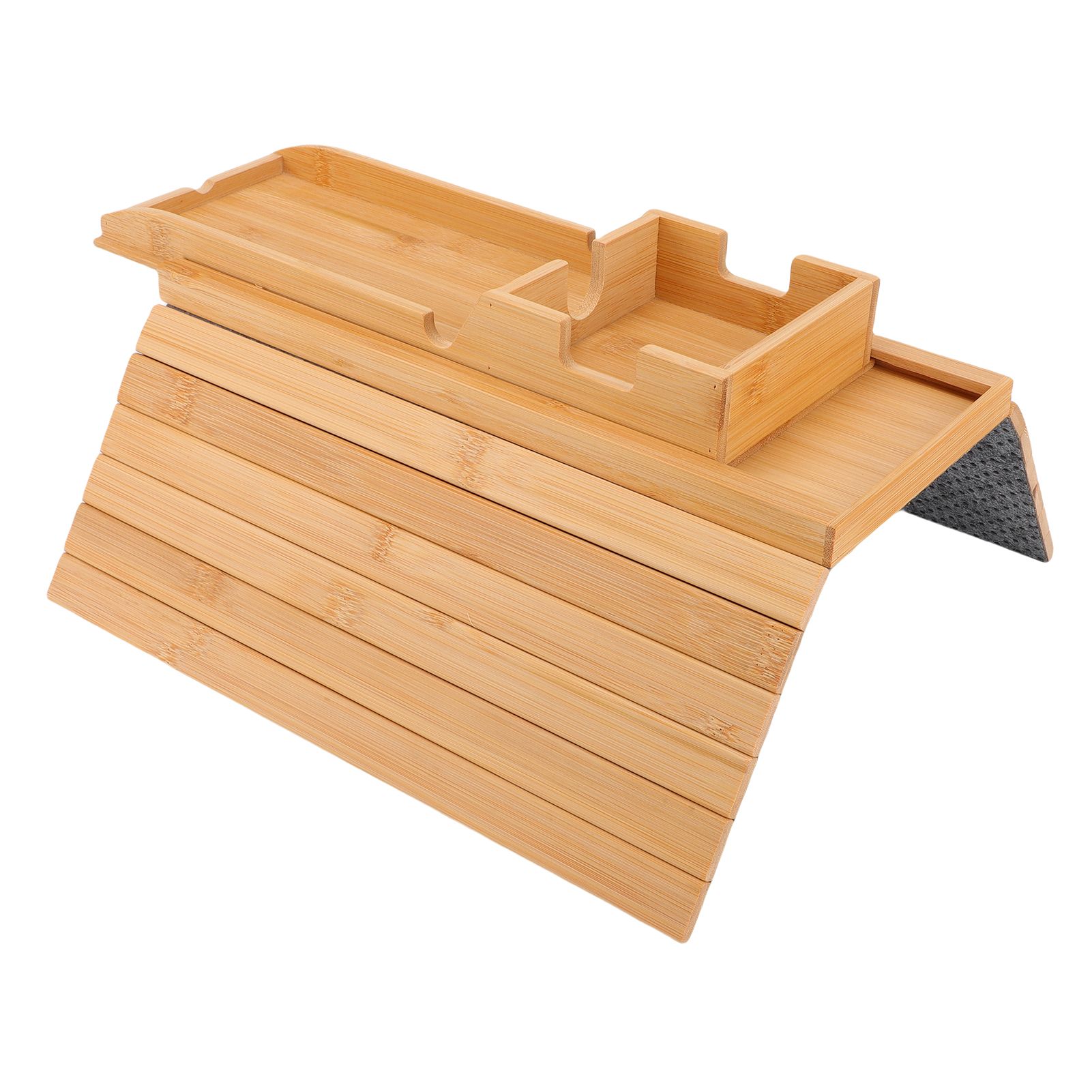 Wooden Sofa Arm Tray with Detachable Cup Holder Non Slip Foldable Couch view 10