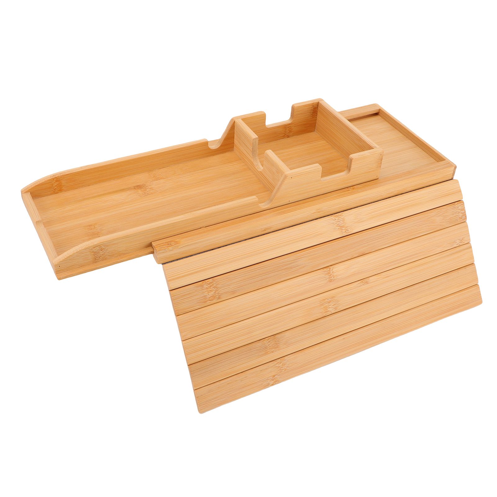 Wooden Sofa Arm Tray with Detachable Cup Holder Non Slip Foldable Couch view 11