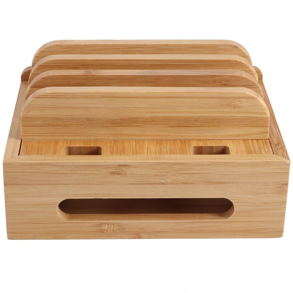 Home Office Table Bamboo Mobile Phone Storage Rack Stand Charging Rack Storage view 2