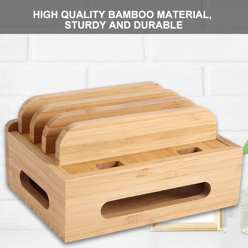 Home Office Table Bamboo Mobile Phone Storage Rack Stand Charging Rack Storage view 7