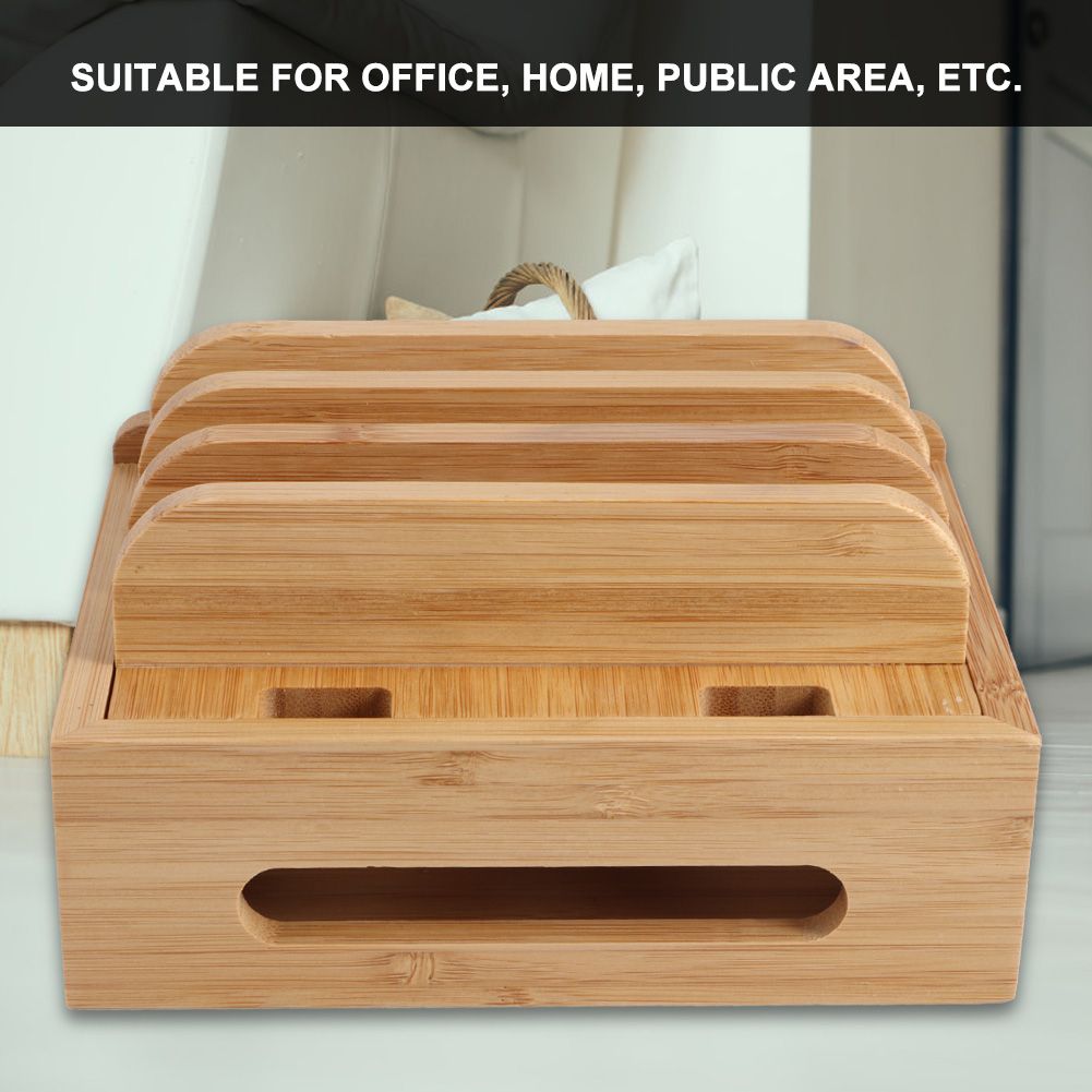 Home Office Table Bamboo Mobile Phone Storage Rack Stand Charging Rack Storage view 8