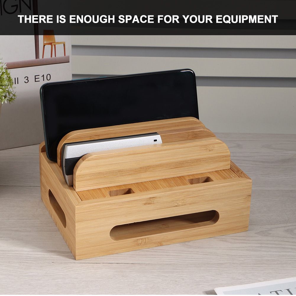 Home Office Table Bamboo Mobile Phone Storage Rack Stand Charging Rack Storage view 9