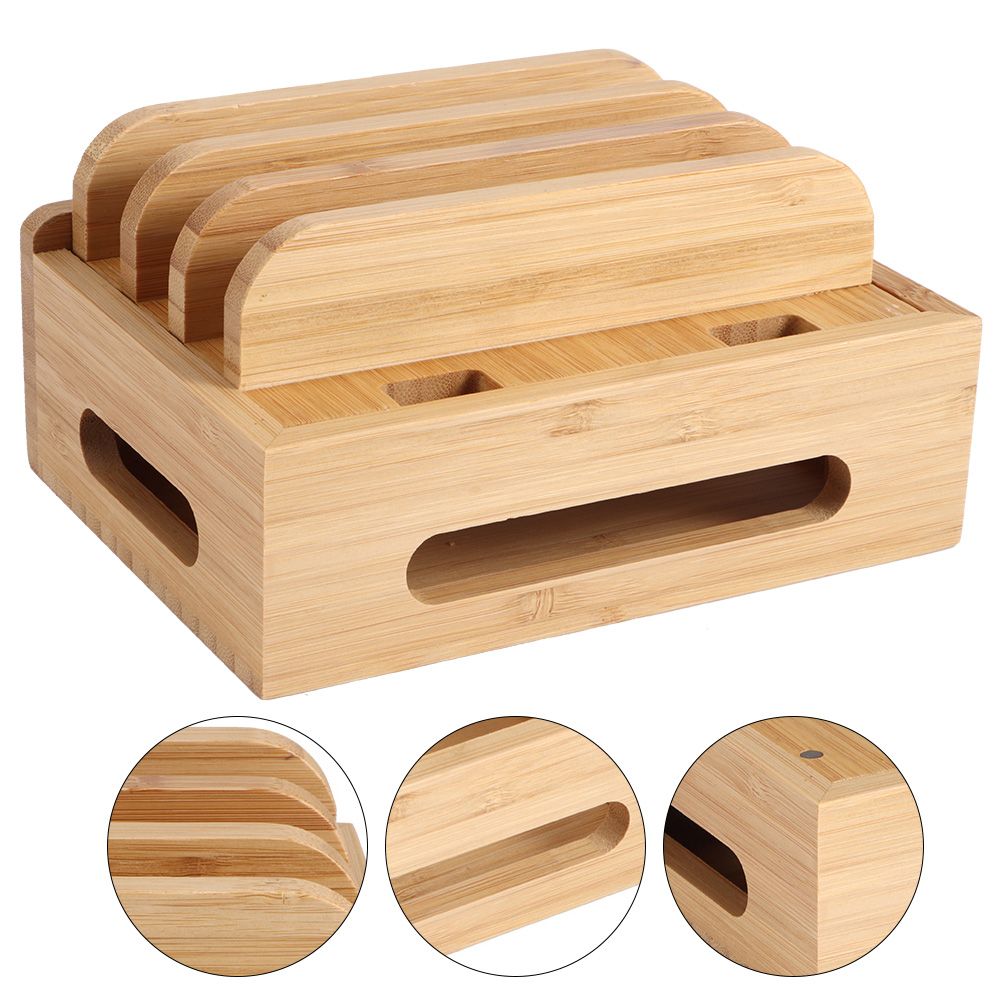 Home Office Table Bamboo Mobile Phone Storage Rack Stand Charging Rack Storage view 10