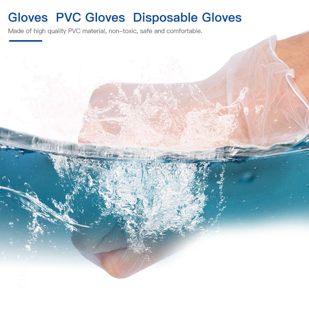 50Pairs/Box Disposable PVC Gloves Transparent Safe Single Use Gloves for Daily view 7