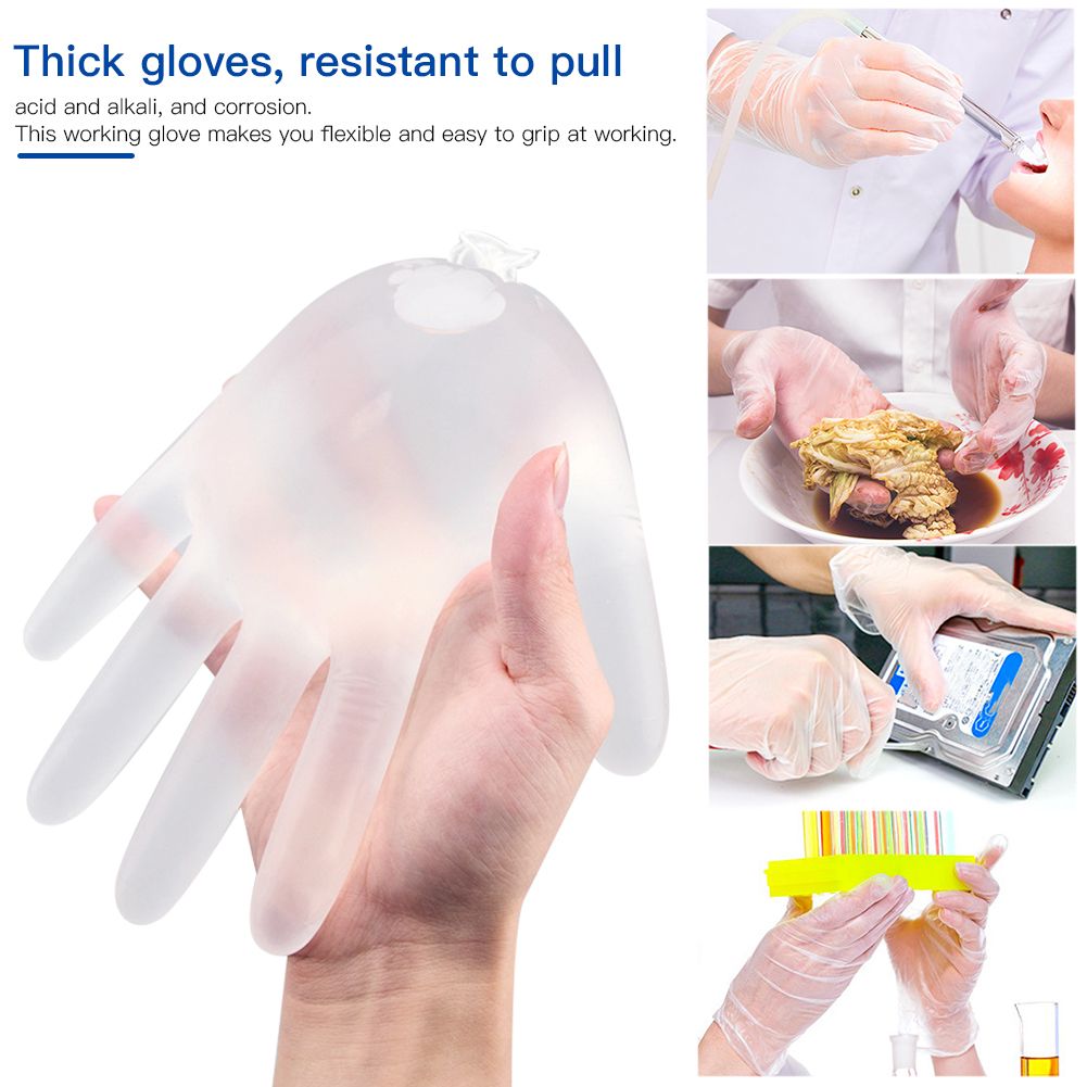 50Pairs/Box Disposable PVC Gloves Transparent Safe Single Use Gloves for Daily view 8