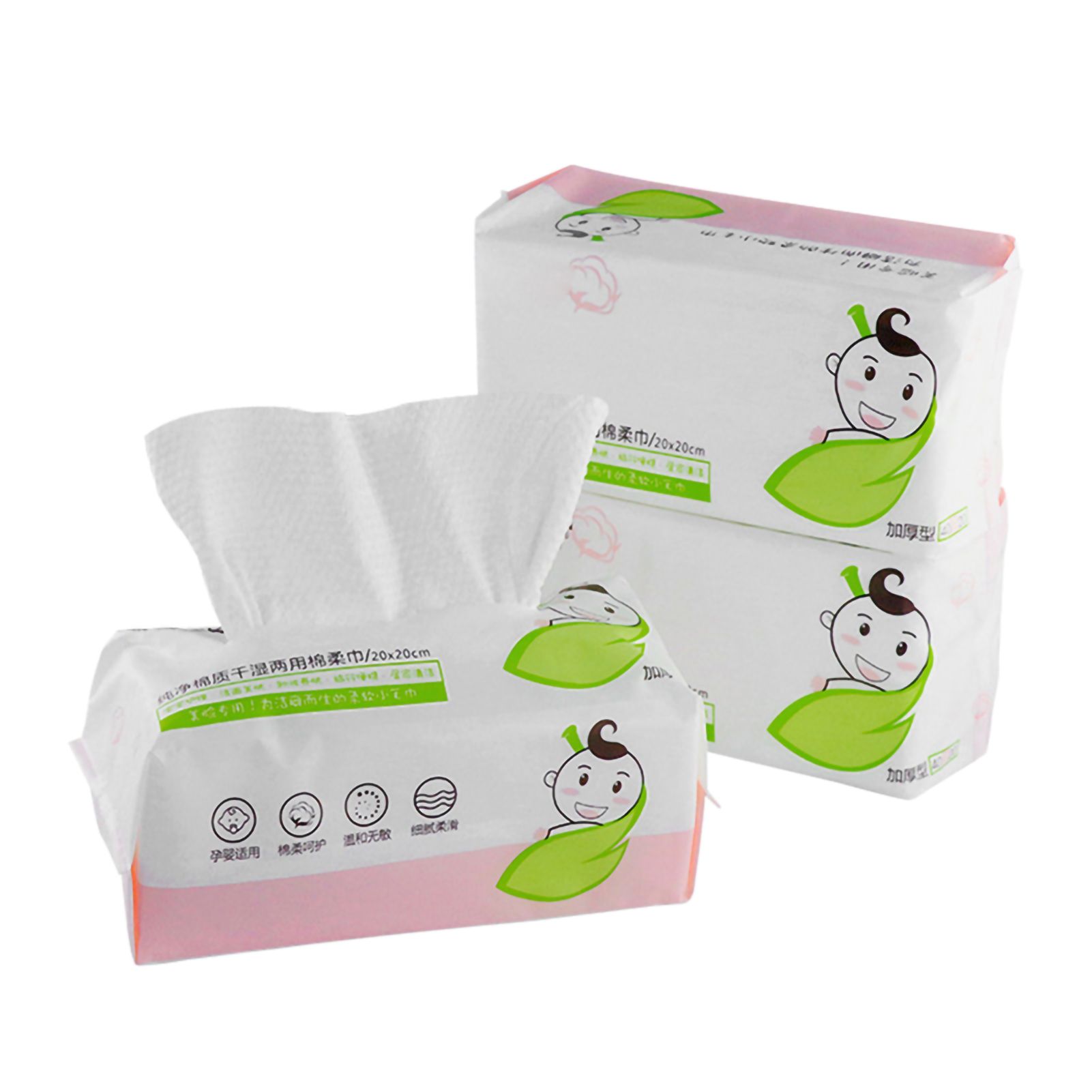 60Pcs Bag Skin Friendly Wet and Dry Dual Use Cotton Tissue Disposable Portable — image 1