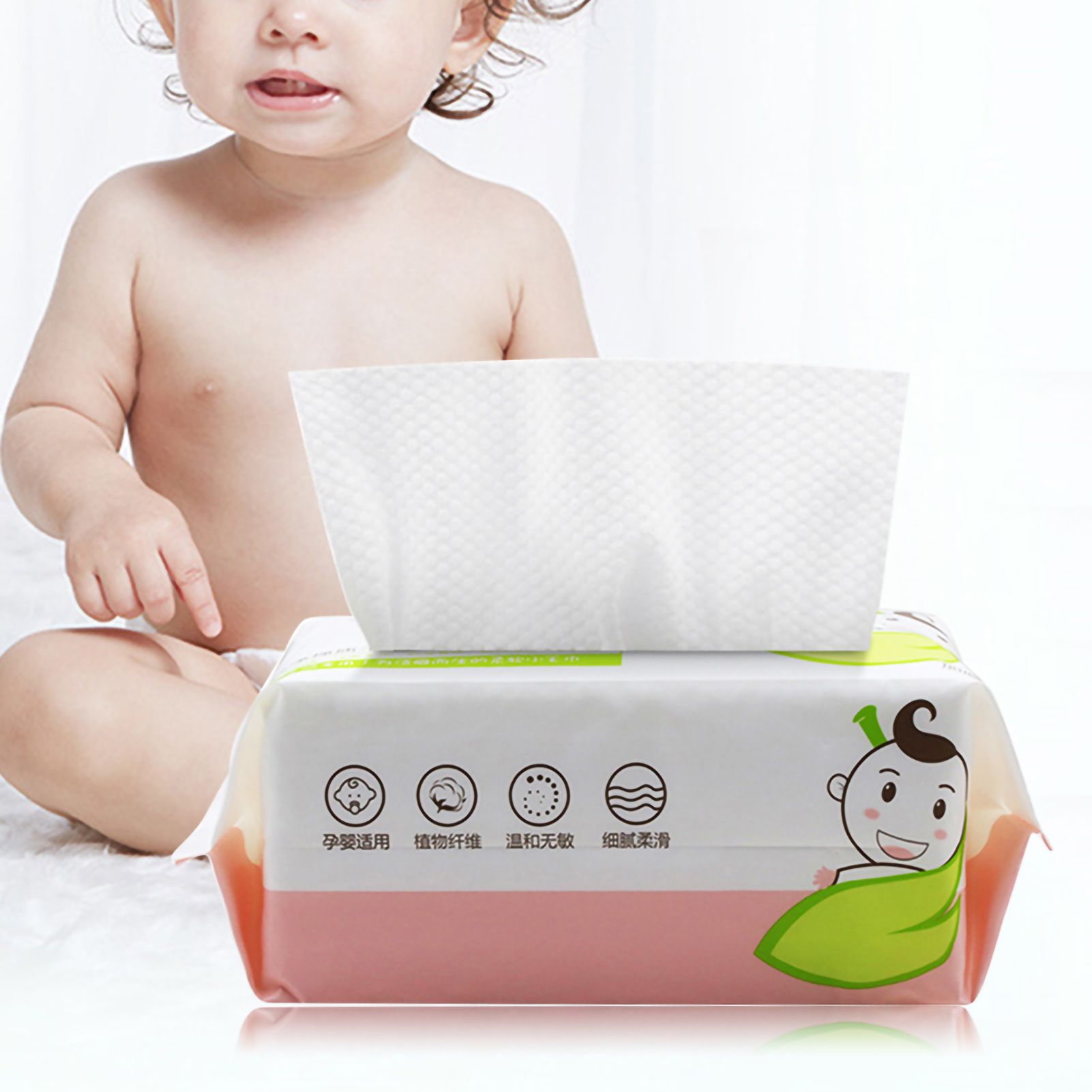 60Pcs Bag Skin Friendly Wet and Dry Dual Use Cotton Tissue Disposable Portable view 3