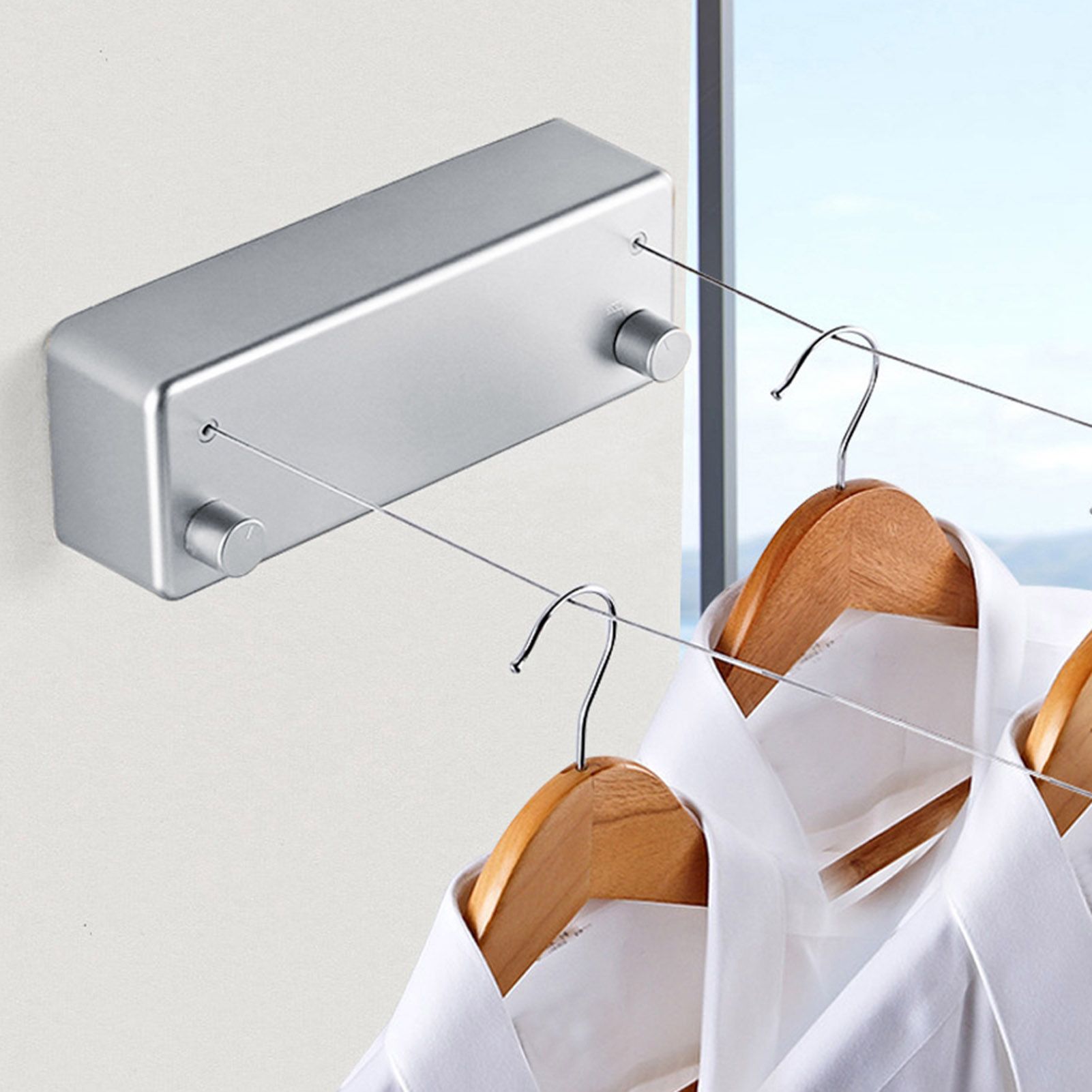 Dual Lines Retractable Clothesline Clothes Drying Line for Indoor Hotel Home