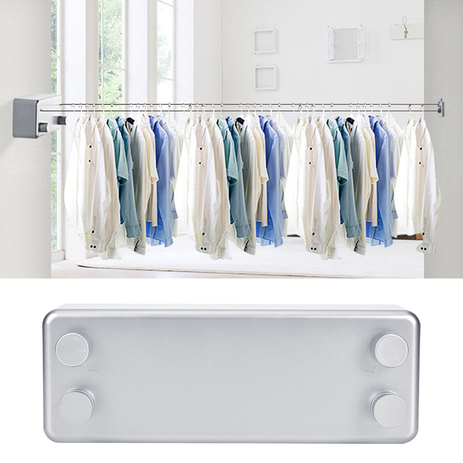 Dual Lines Retractable Clothesline Clothes Drying Line for Indoor Hotel Home view 3