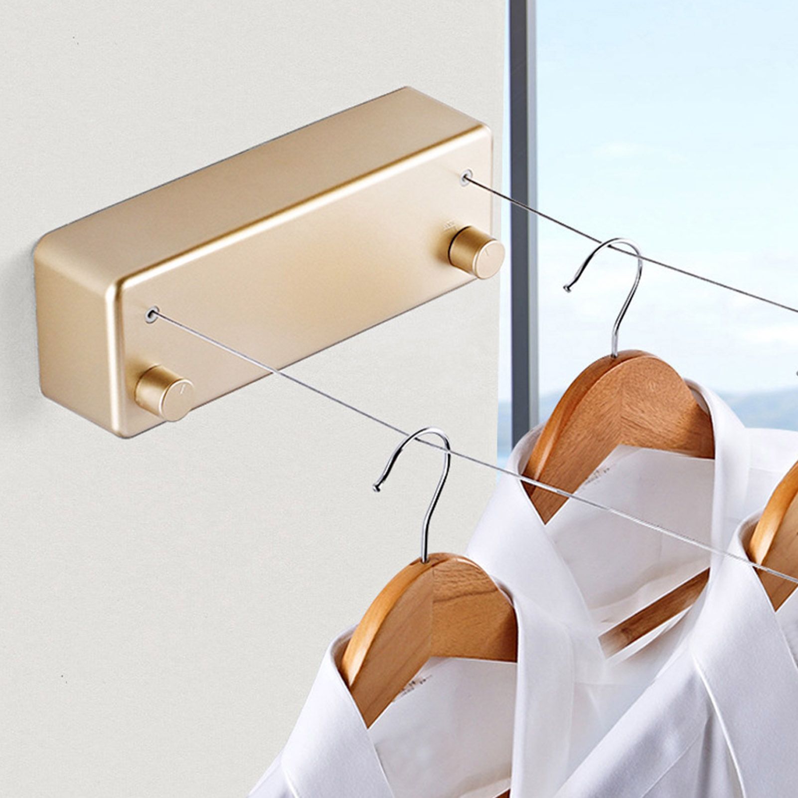 Dual Lines Retractable Clothesline Clothes Drying Line for Indoor Hotel Home