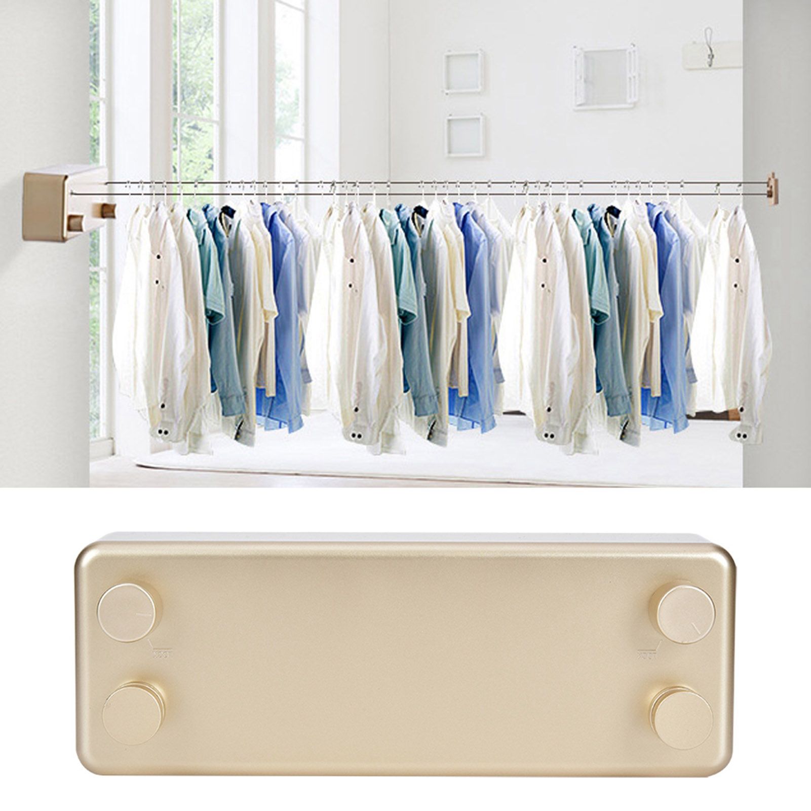 Dual Lines Retractable Clothesline Clothes Drying Line for Indoor Hotel Home view 3
