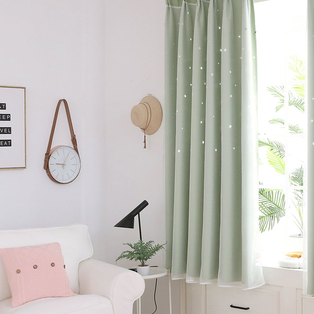 Hollow Out Star Style Window Voile Tulle Curtain Sheer Panels Bedroom Living