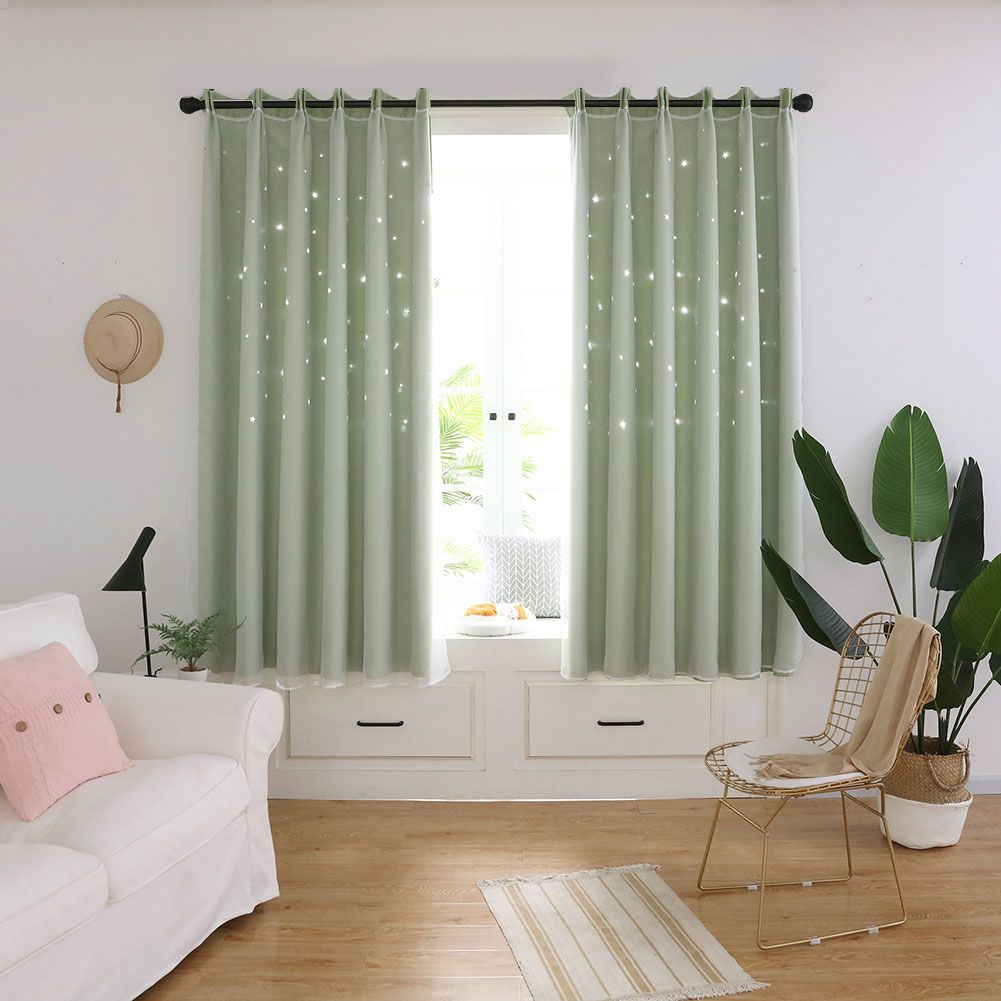 Hollow Out Star Style Window Voile Tulle Curtain Sheer Panels Bedroom Living view 3