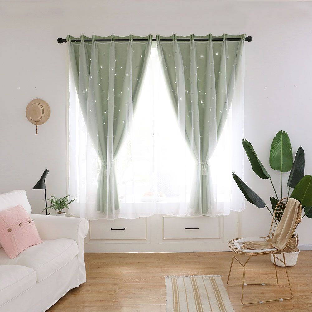 Hollow Out Star Style Window Voile Tulle Curtain Sheer Panels Bedroom Living view 4