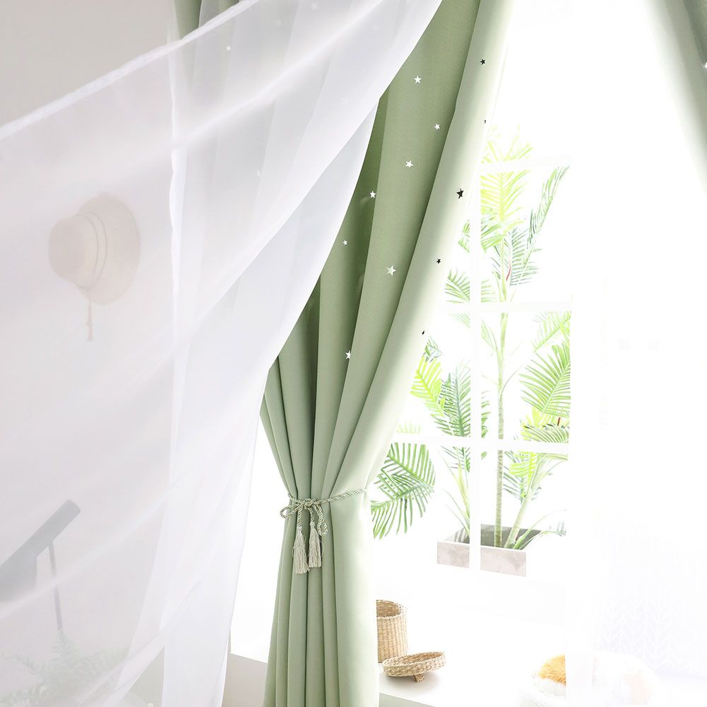 Hollow Out Star Style Window Voile Tulle Curtain Sheer Panels Bedroom Living view 5