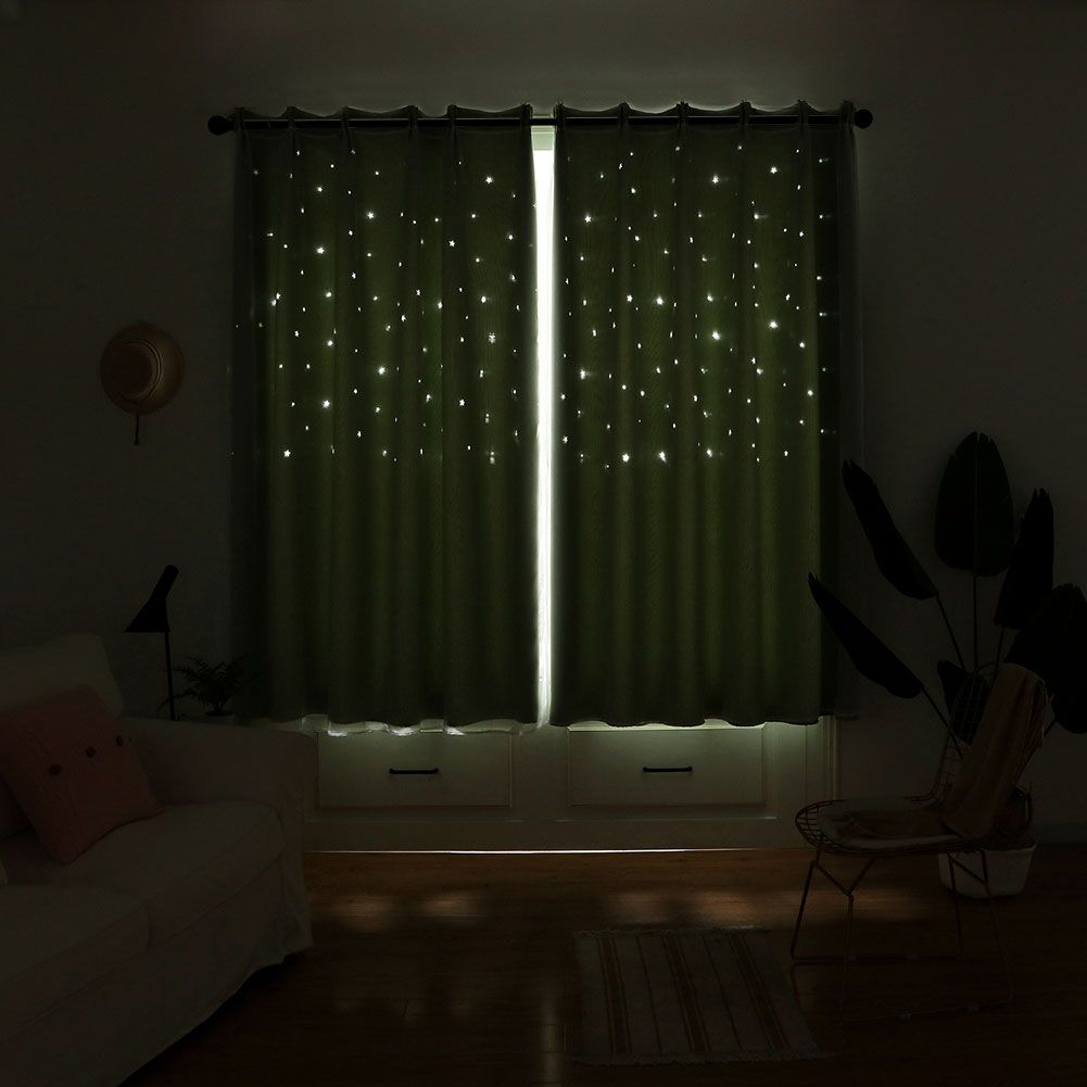 Hollow Out Star Style Window Voile Tulle Curtain Sheer Panels Bedroom Living view 6