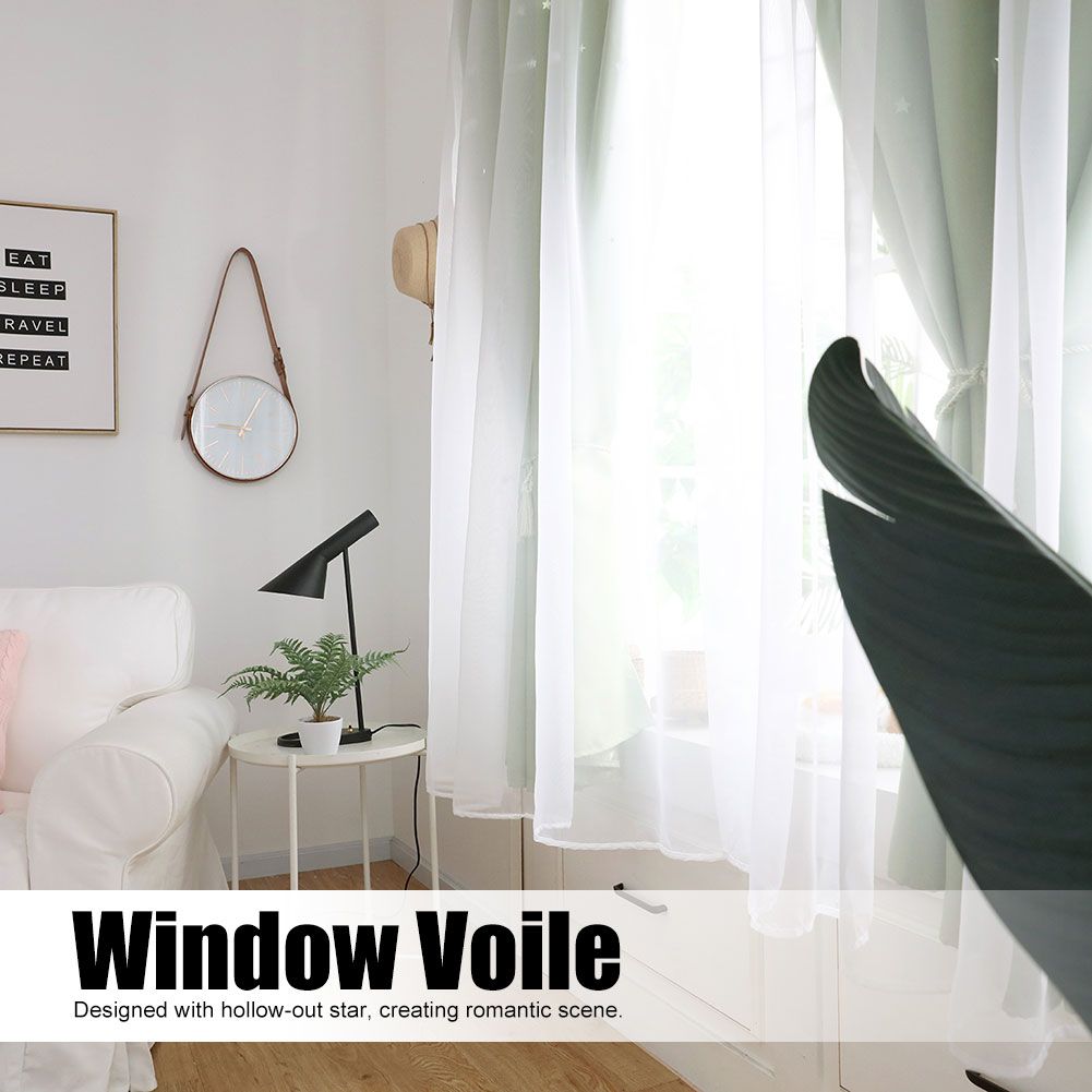 Hollow Out Star Style Window Voile Tulle Curtain Sheer Panels Bedroom Living view 7