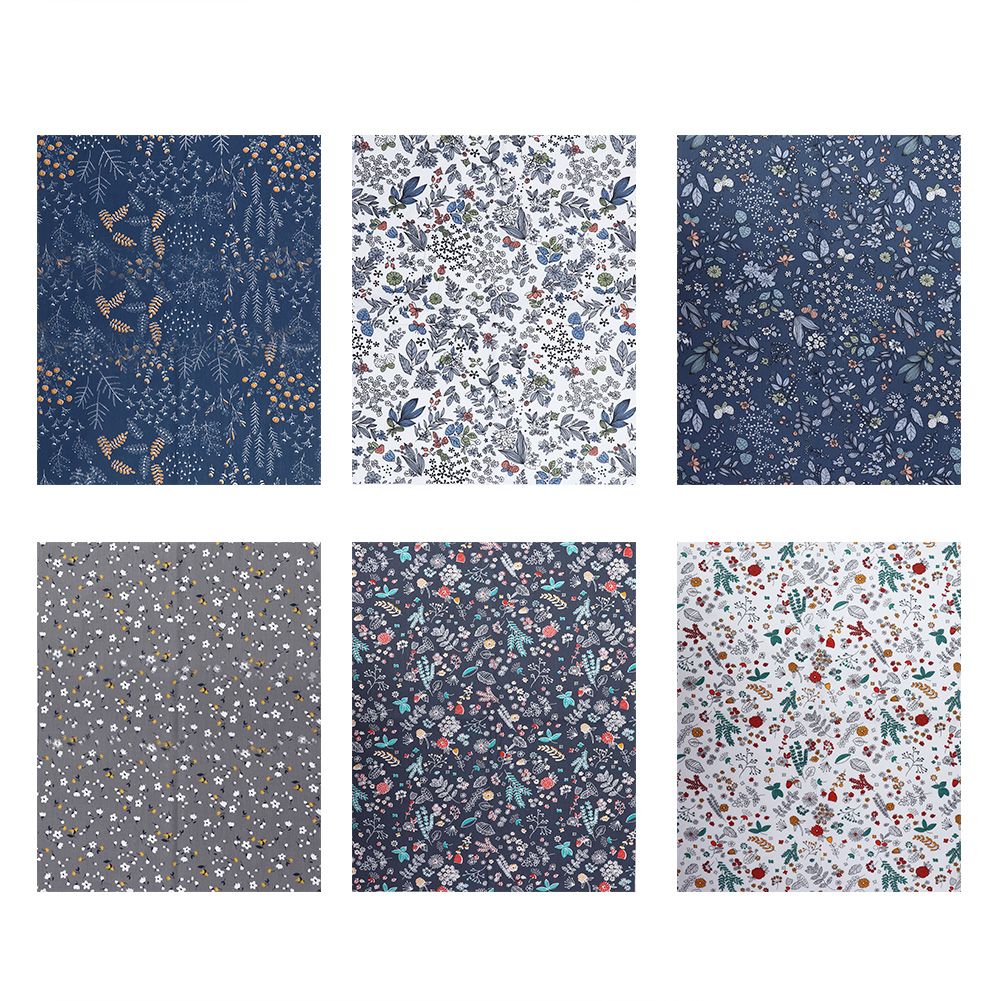 50x40cm 6Pcs Unique Flower Pattern Cotton Cloth Printed Fabric DIY Material view 3