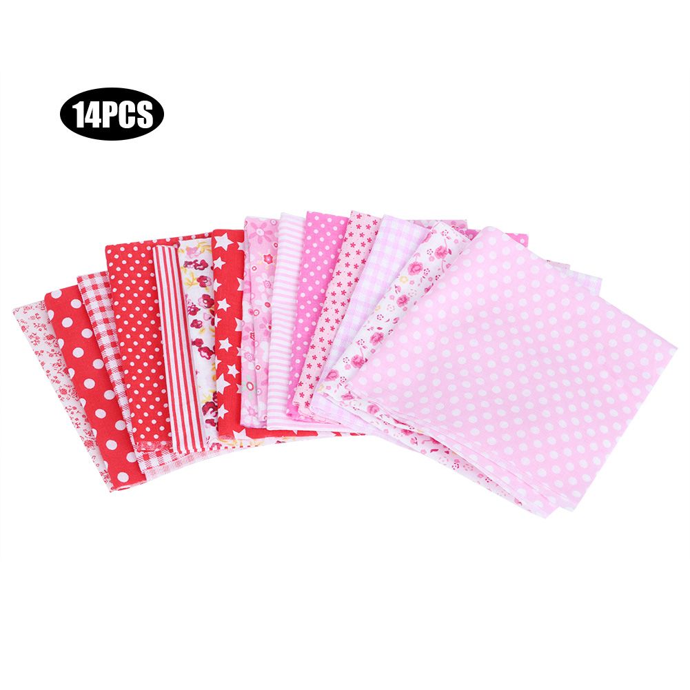 25x25cm 14Pcs Printed Flower Dot Stripe Star Plaid Pattern Cotton Cloth Fabric view 2
