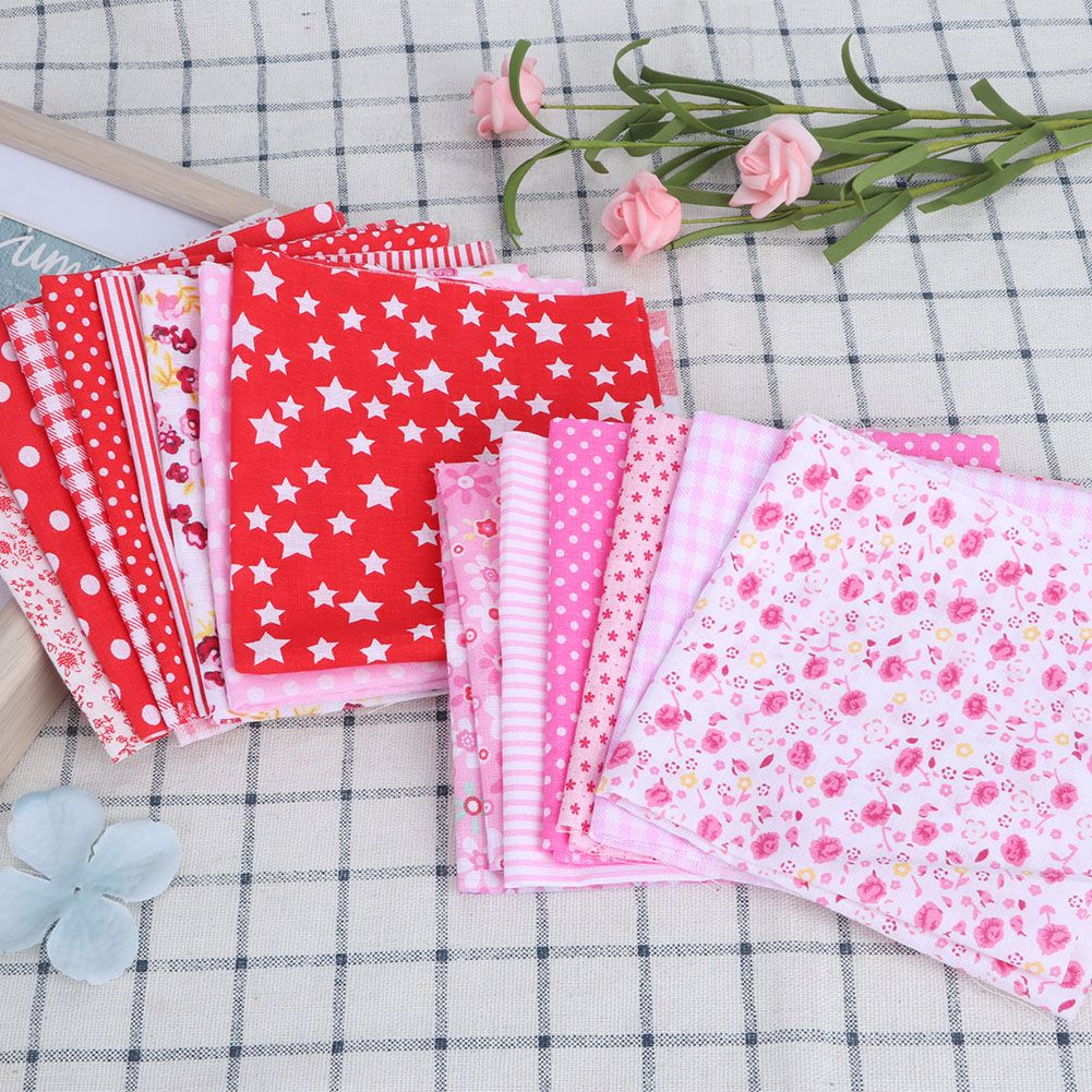 25x25cm 14Pcs Printed Flower Dot Stripe Star Plaid Pattern Cotton Cloth Fabric view 3