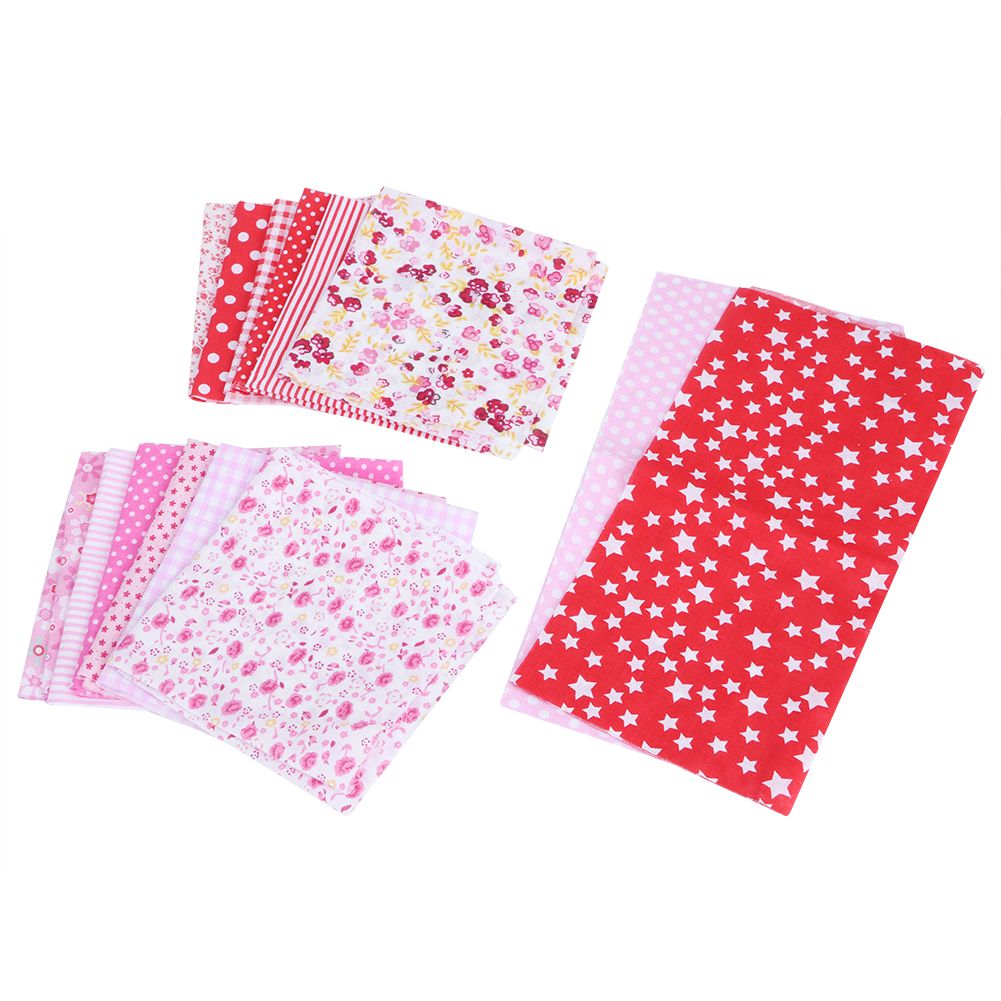 25x25cm 14Pcs Printed Flower Dot Stripe Star Plaid Pattern Cotton Cloth Fabric view 6