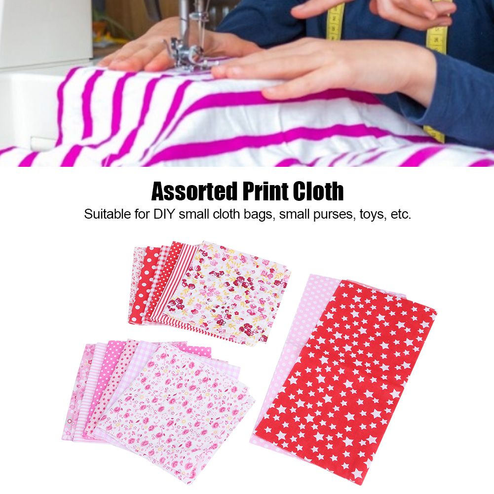 25x25cm 14Pcs Printed Flower Dot Stripe Star Plaid Pattern Cotton Cloth Fabric view 7