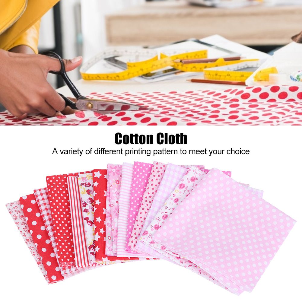 25x25cm 14Pcs Printed Flower Dot Stripe Star Plaid Pattern Cotton Cloth Fabric view 8